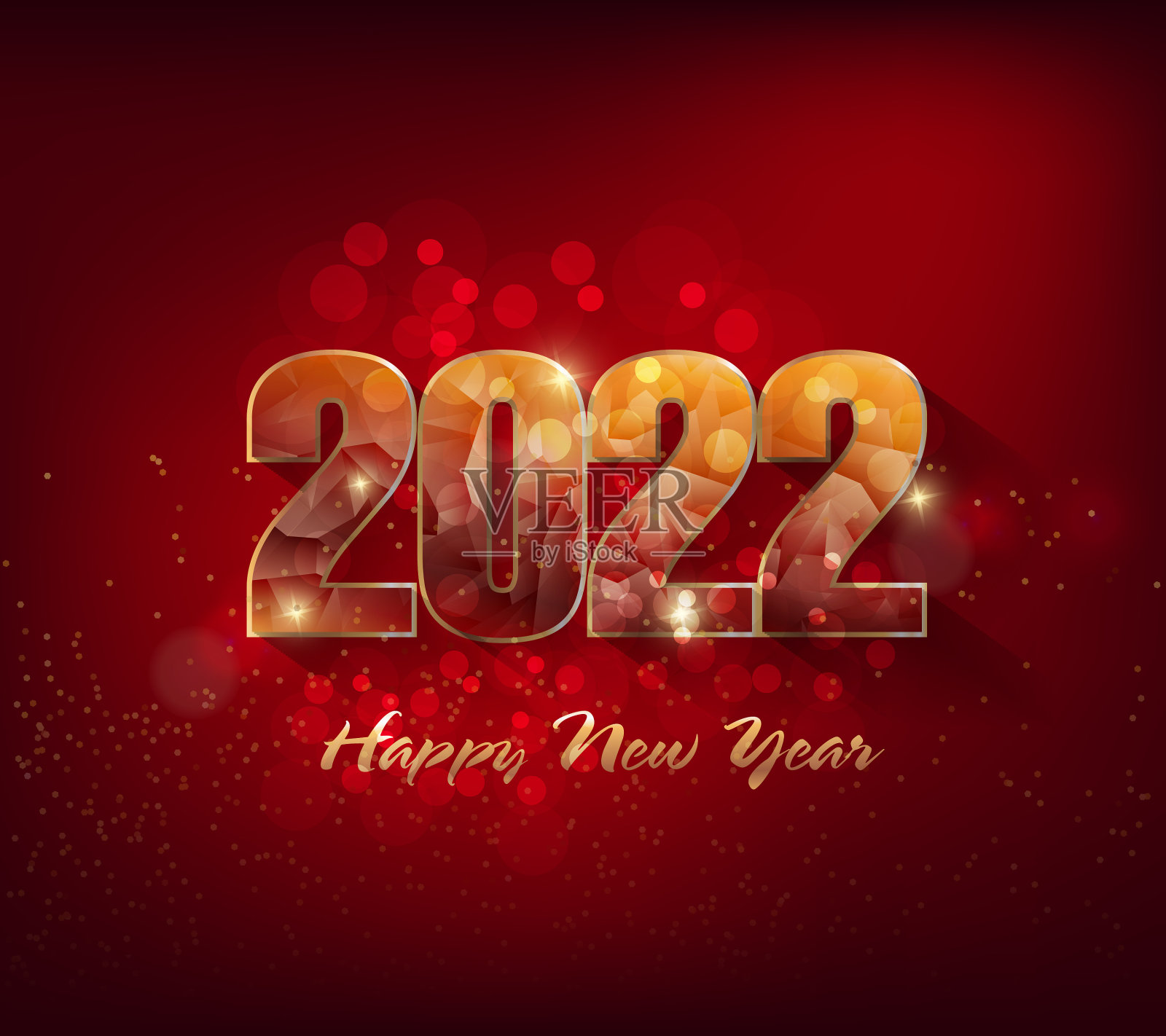 新年快乐2022背景金光闪闪插画图片素材