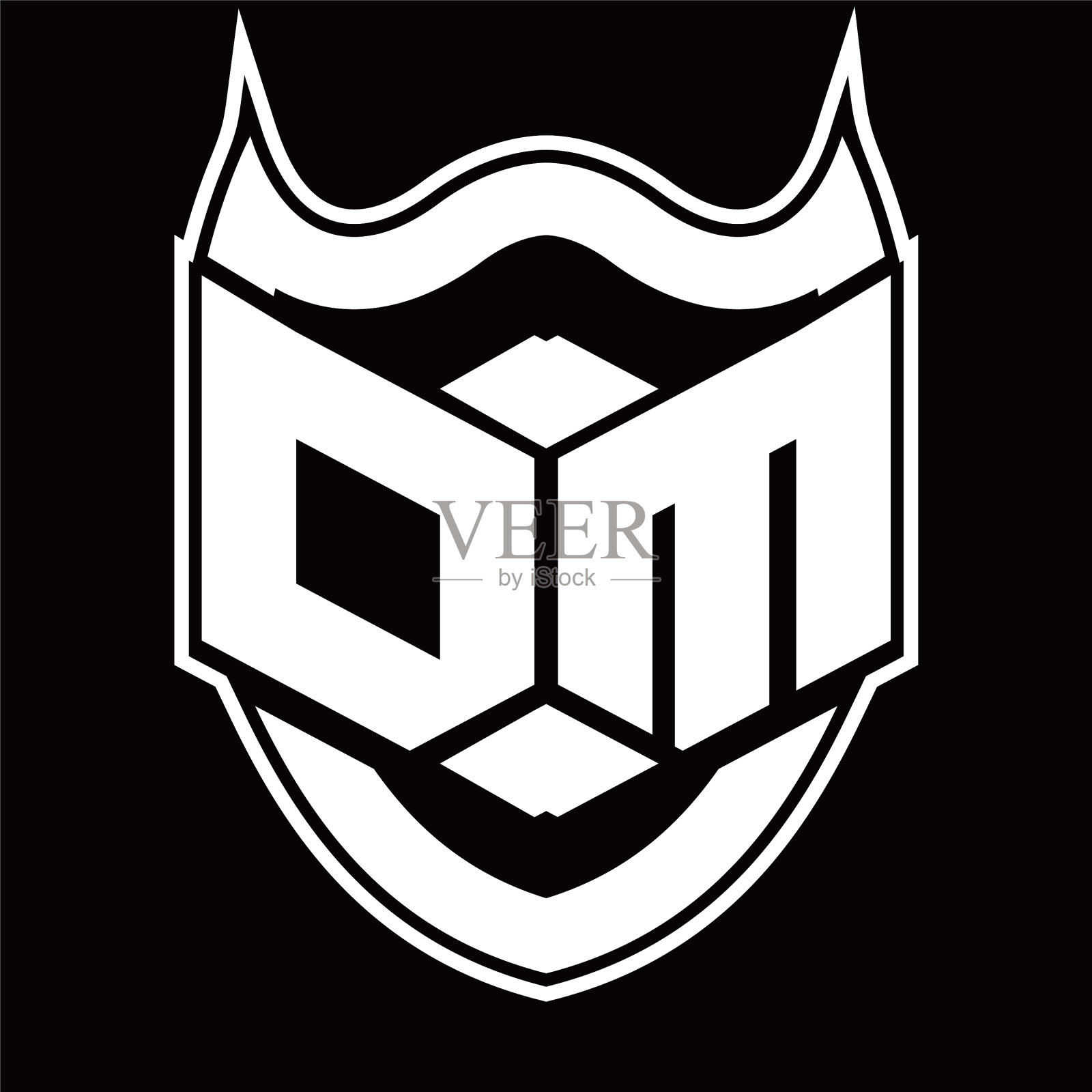 Dm标志的字母组合设计与屏蔽隔离插画图片素材