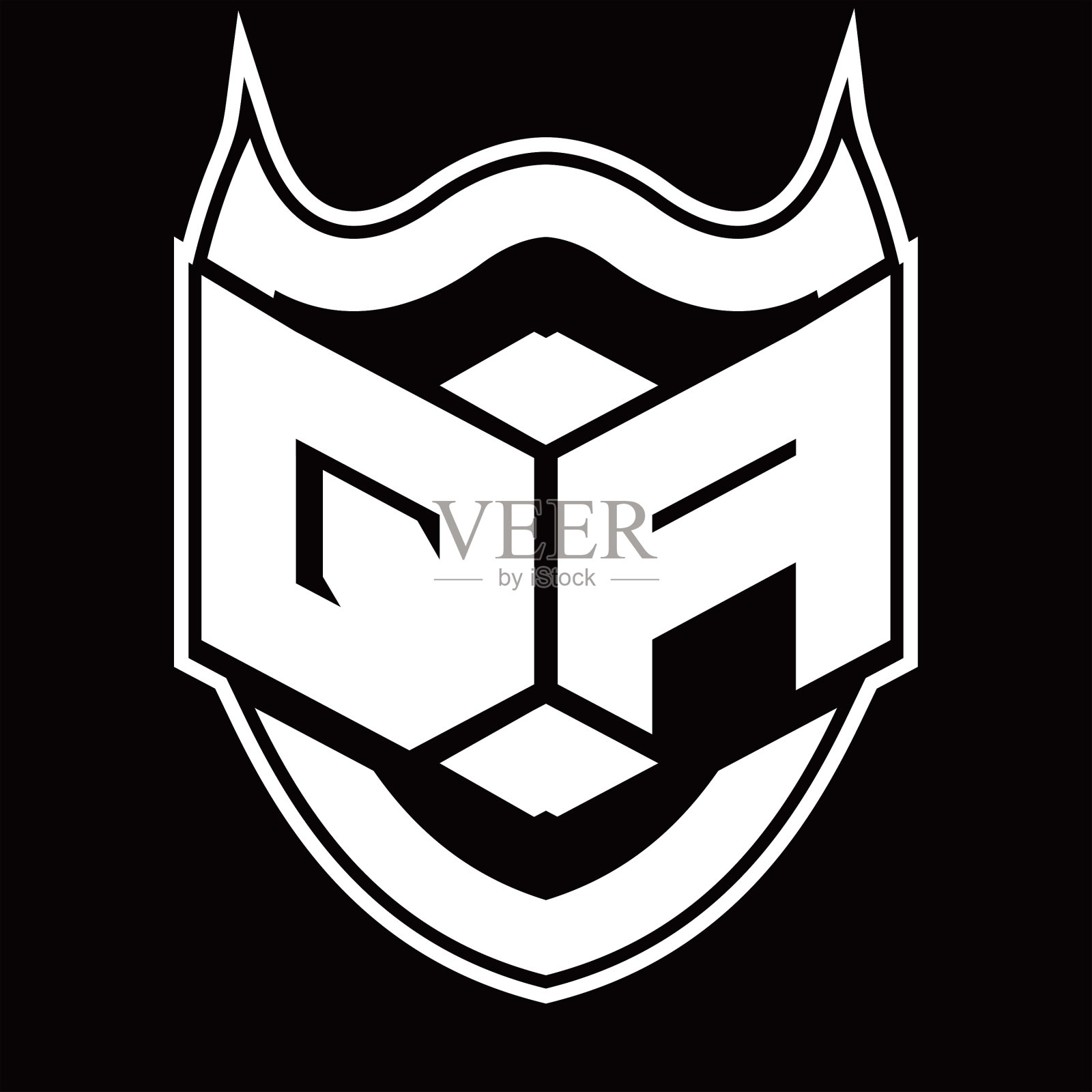 Qa标志字母组合设计与隔离盾插画图片素材