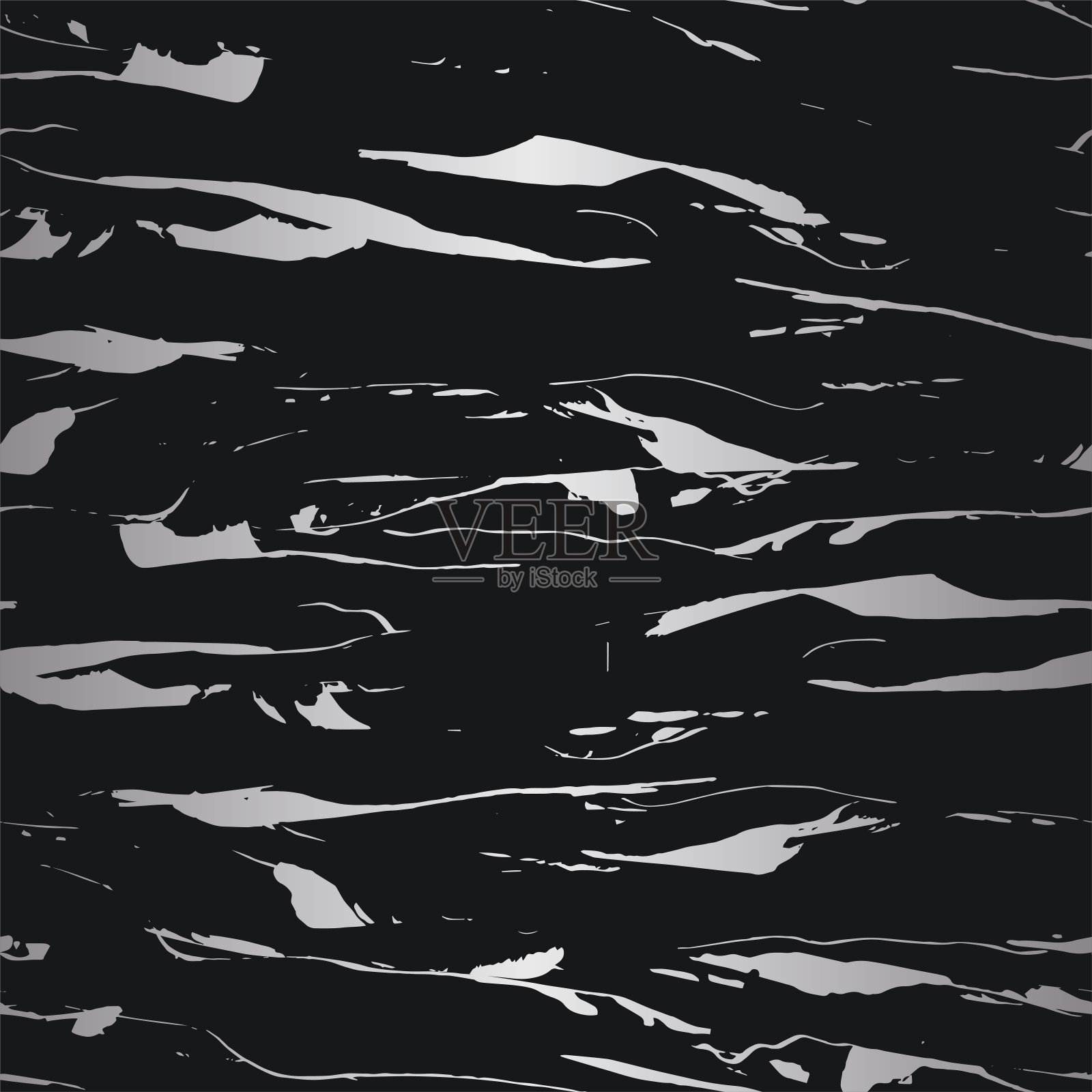 银色和黑色无缝花纹。现代抽象设计。手绘油墨图案。刷纹理。插画图片素材