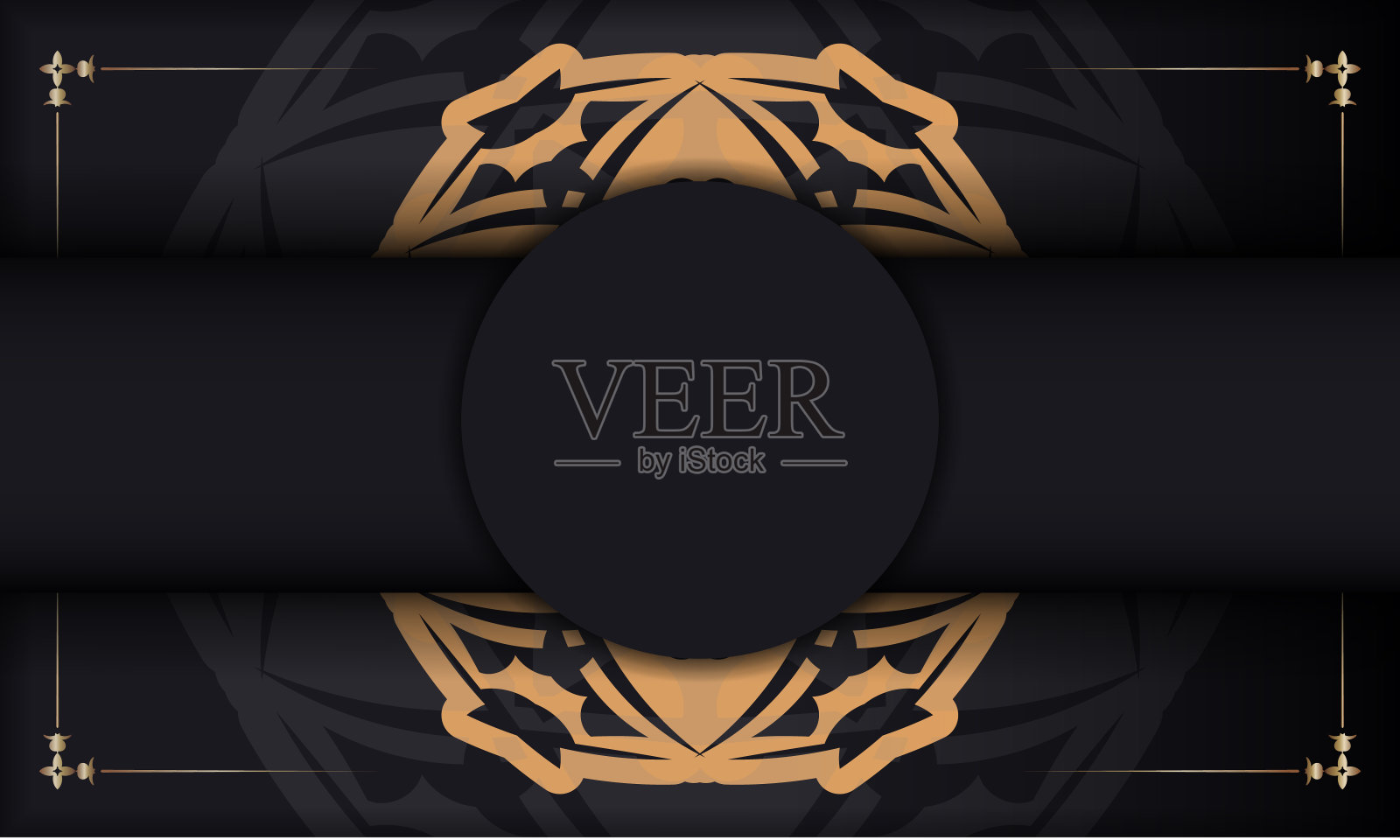 横幅在黑色与豪华的橙色图案和空间的文字插画图片素材