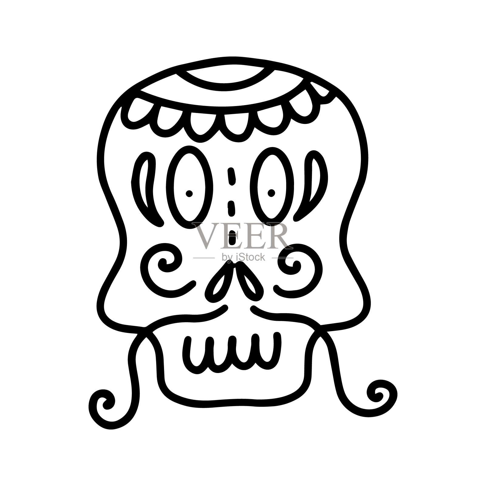 在白色背景上装饰的头骨。矢量插图的一天的死亡插画图片素材