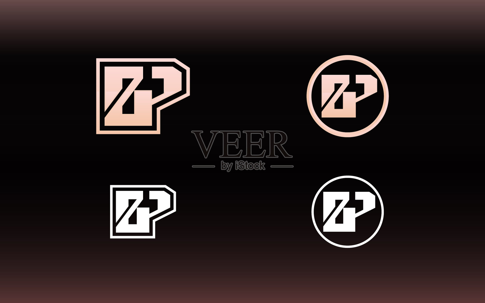 Bp或pb字母标志与游戏风格和蔑视插画图片素材