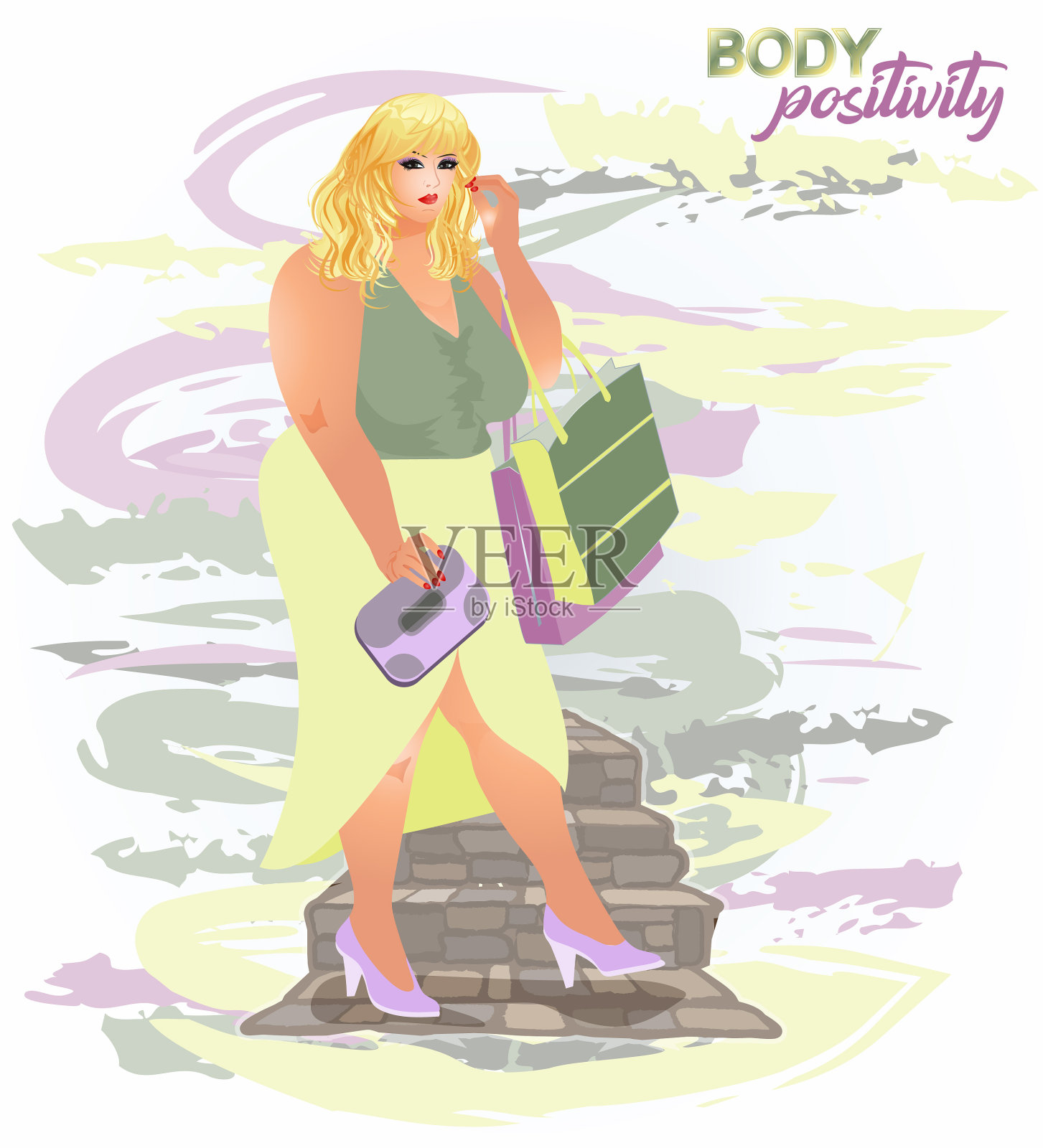 身体积极购物XXL女人插画图片素材