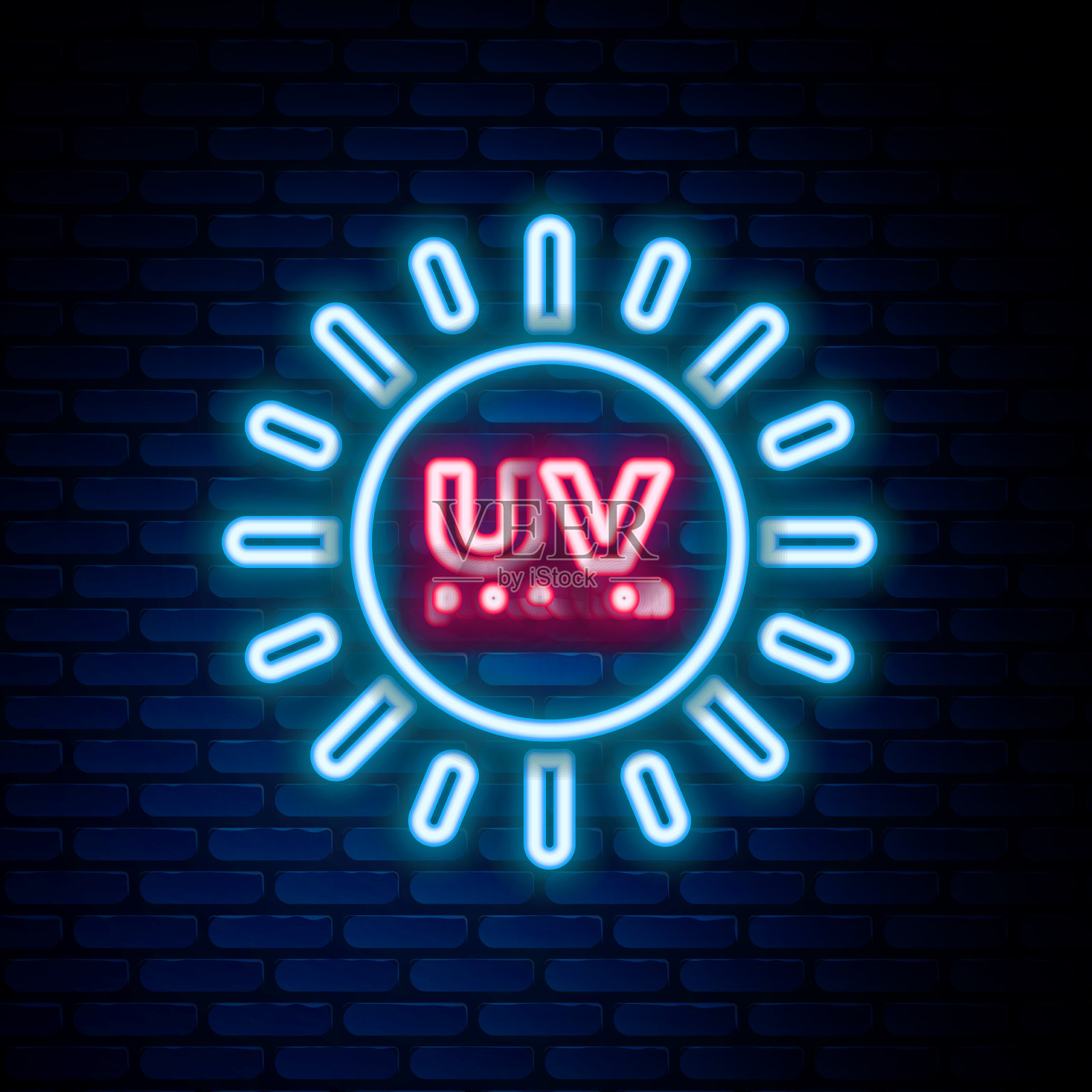 发光的霓虹灯线紫外线防护图标隔离插画图片素材