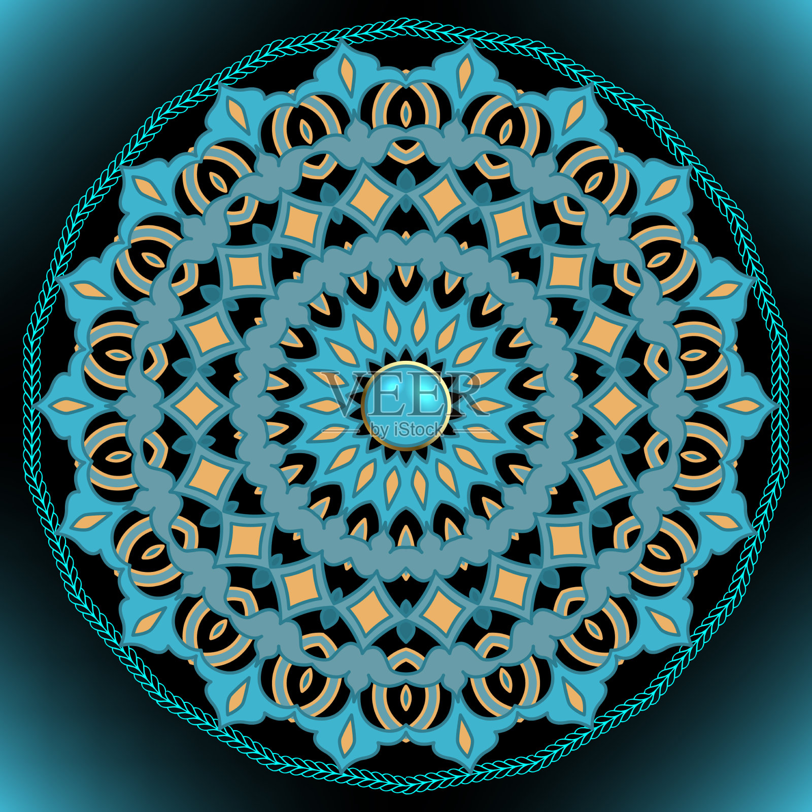 花圆形曼陀罗图案阿拉伯式装饰插画图片素材
