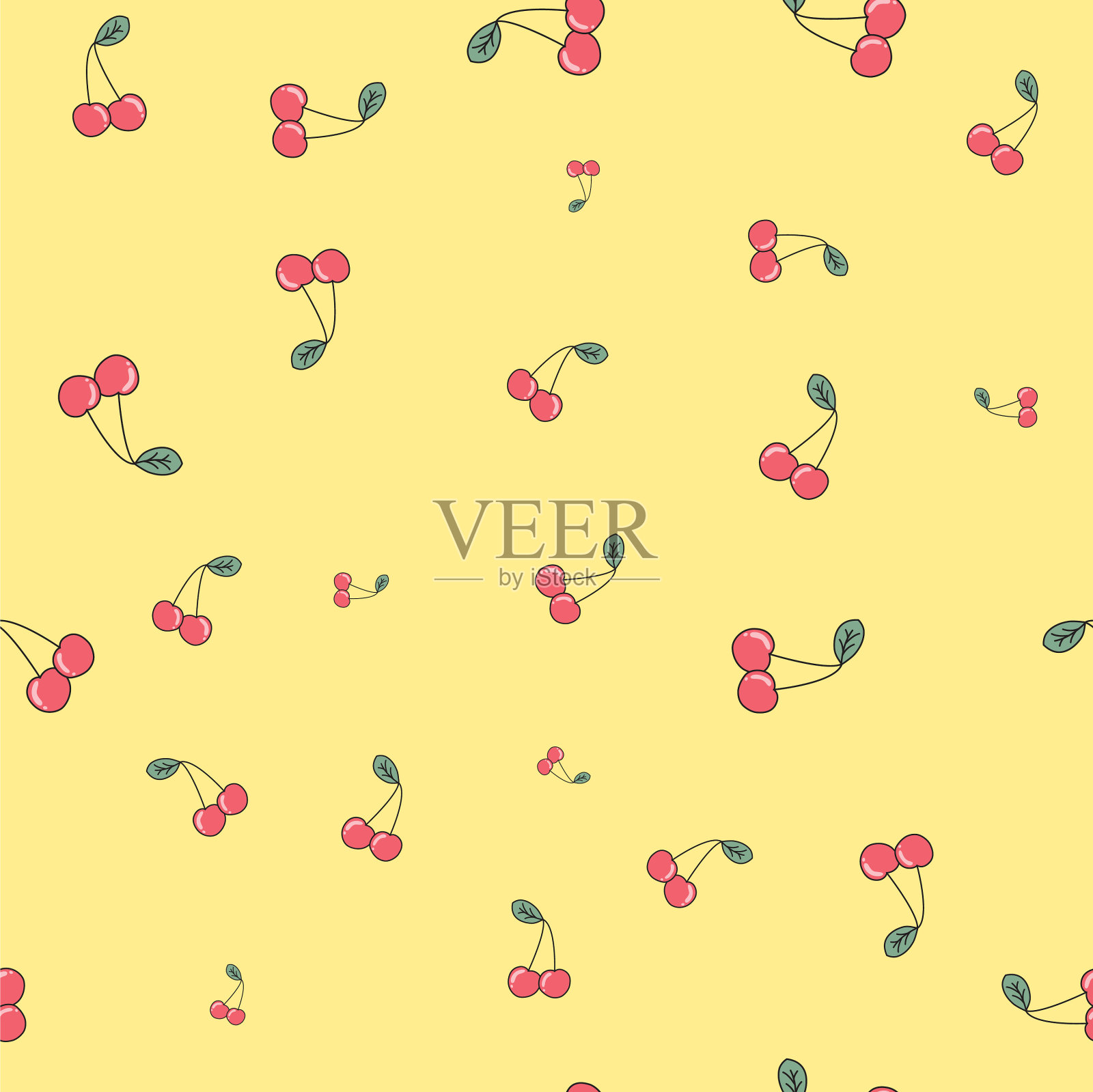 樱桃可爱的无缝模式背景的孩子插画图片素材