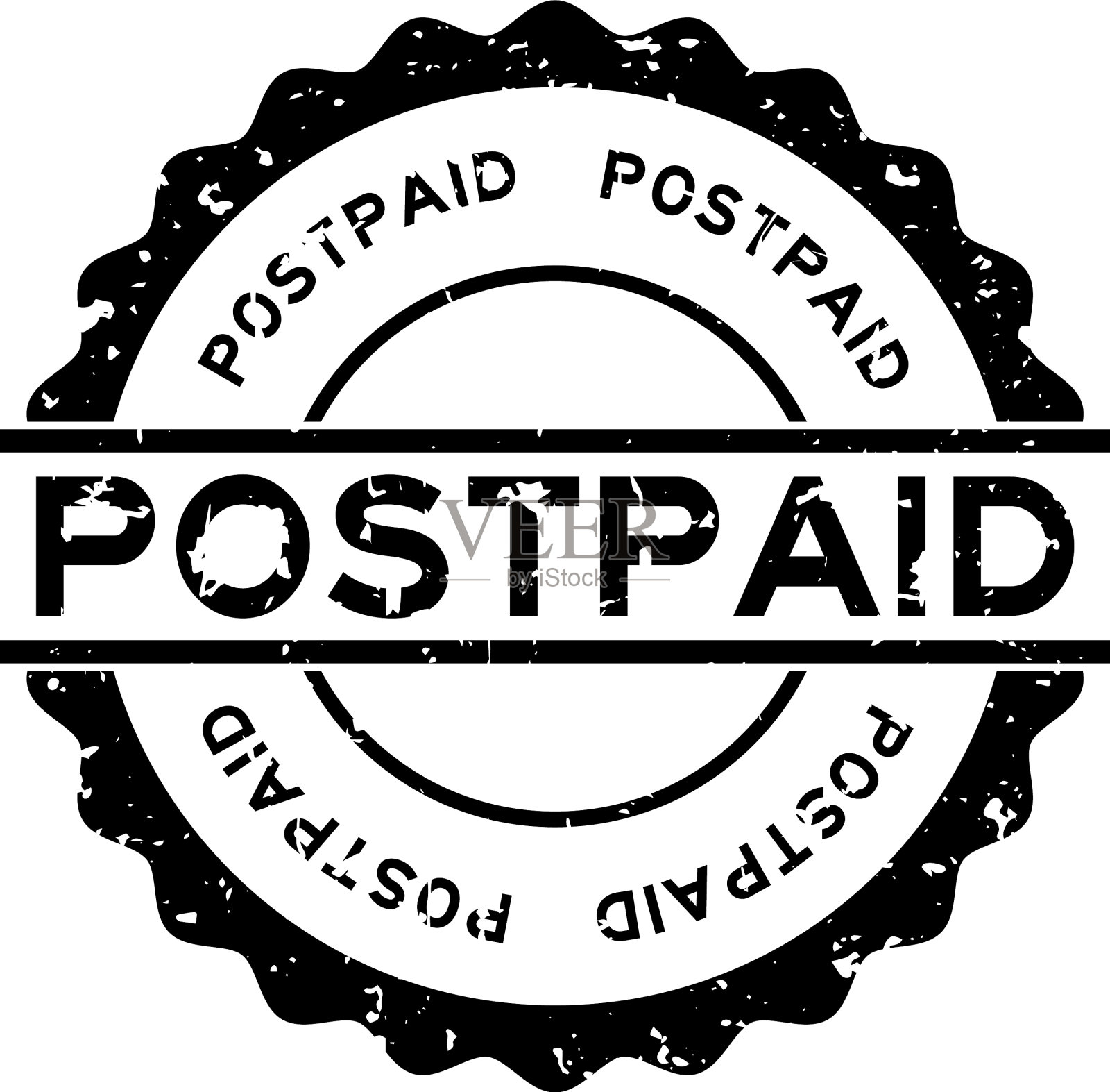 垃圾黑色postpaid字圆形橡胶密封插画图片素材