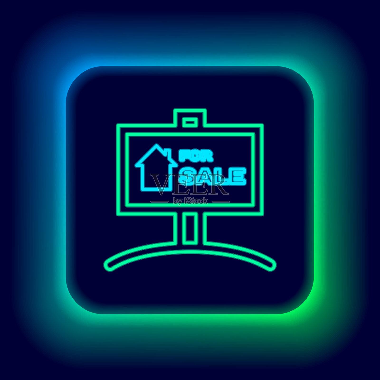 发光的霓虹灯线挂着文字出售的标志插画图片素材