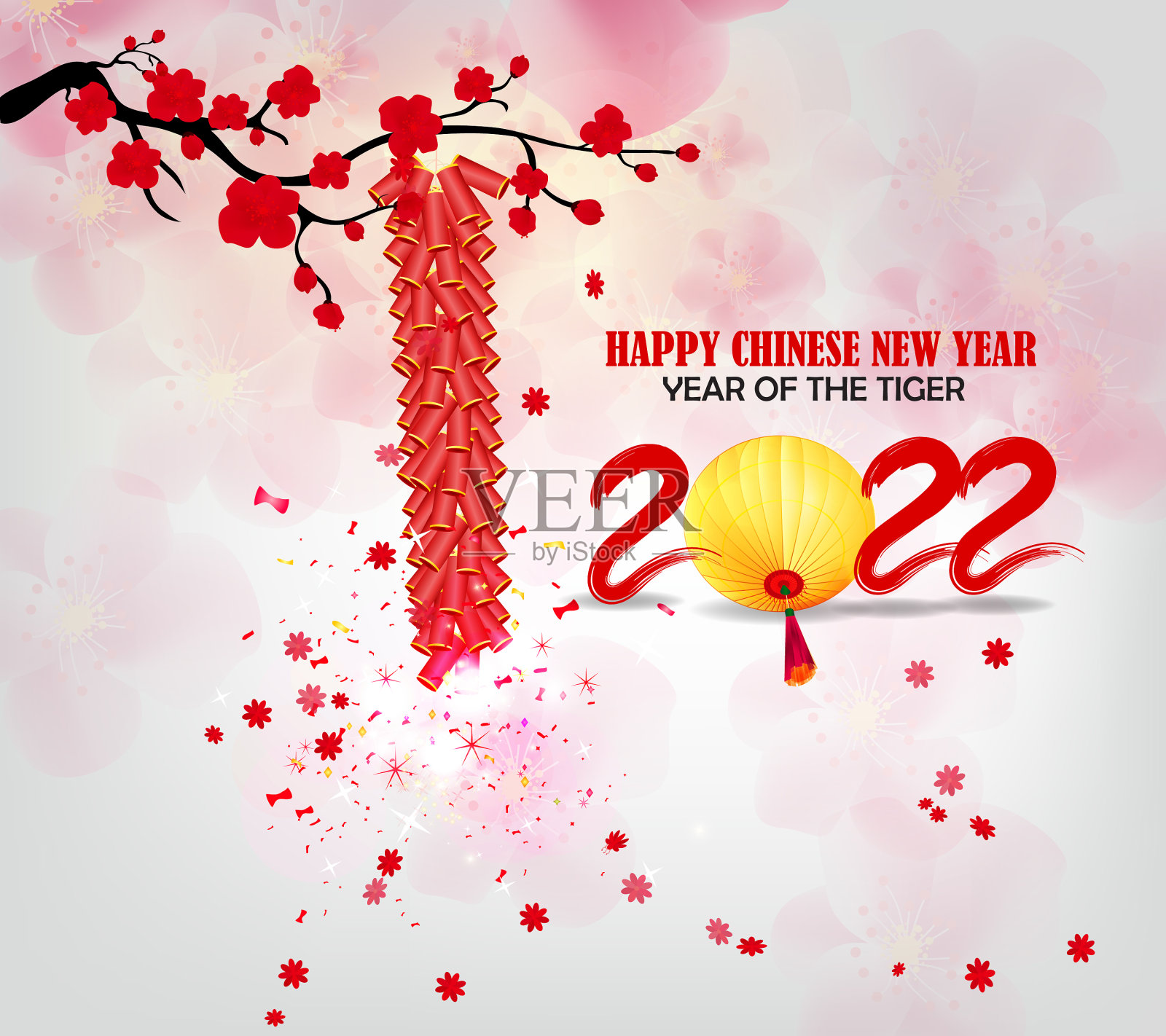 2022年春节，虎年红又红插画图片素材