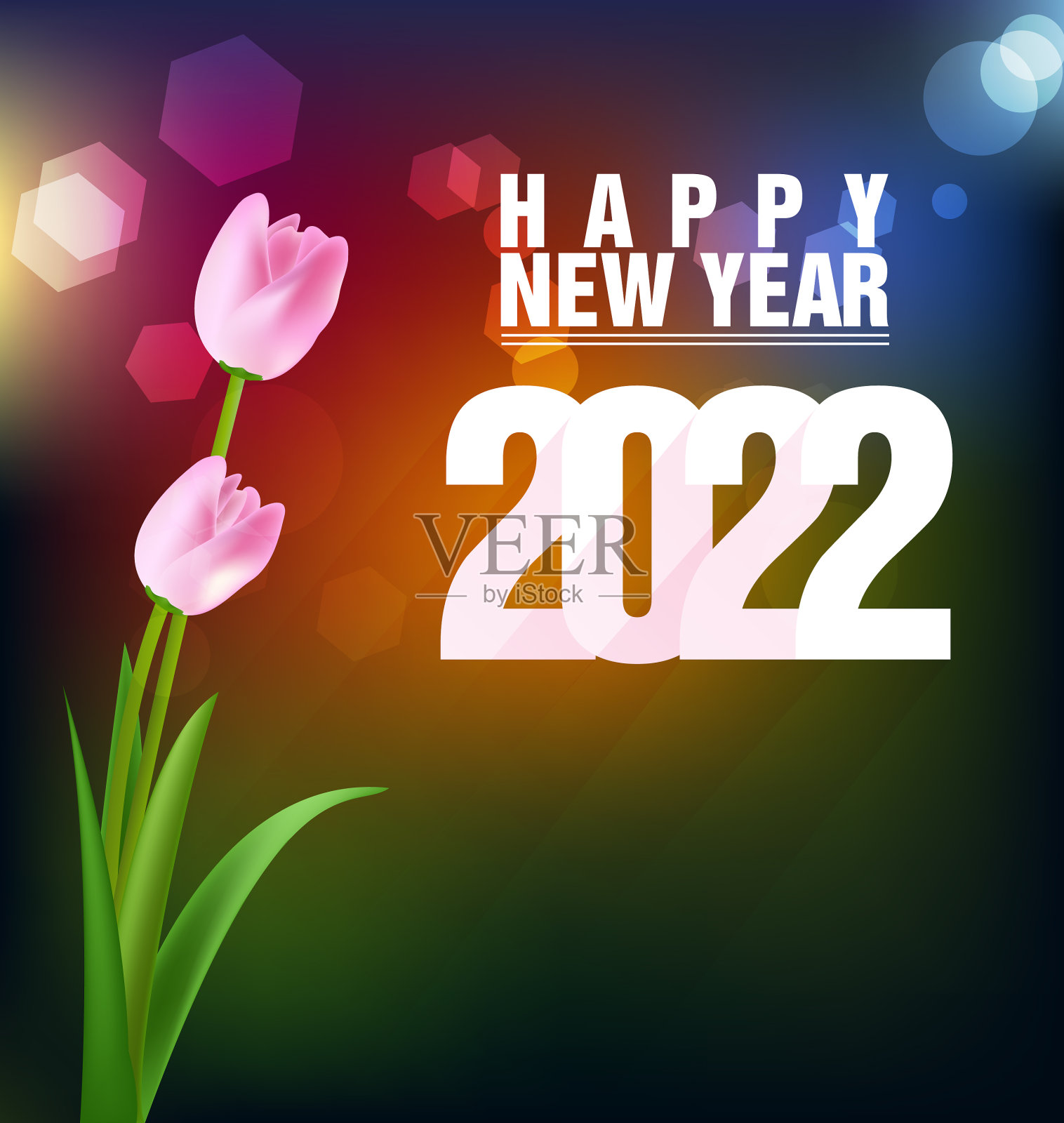 新年快乐2022背景金光闪闪插画图片素材