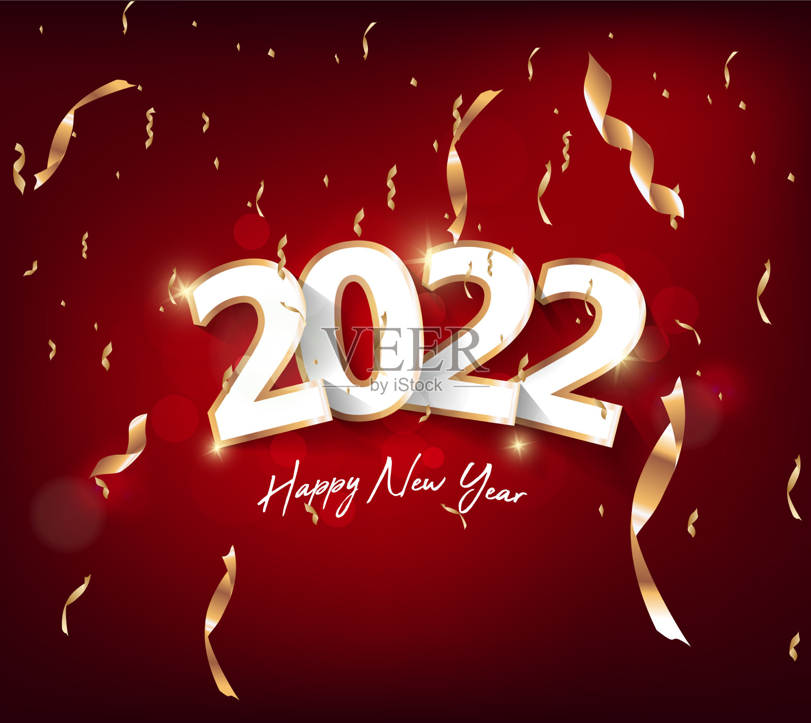 新年快乐2022背景金光闪闪插画图片素材