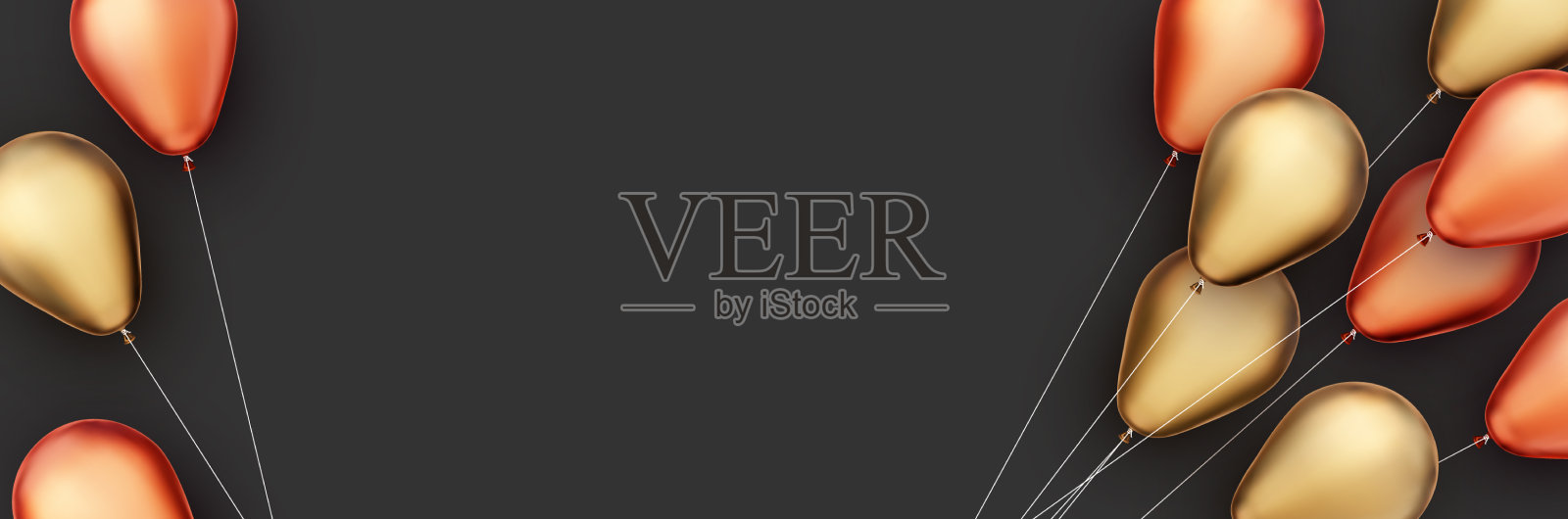 金色和橙色的有线的箔气球插画图片素材