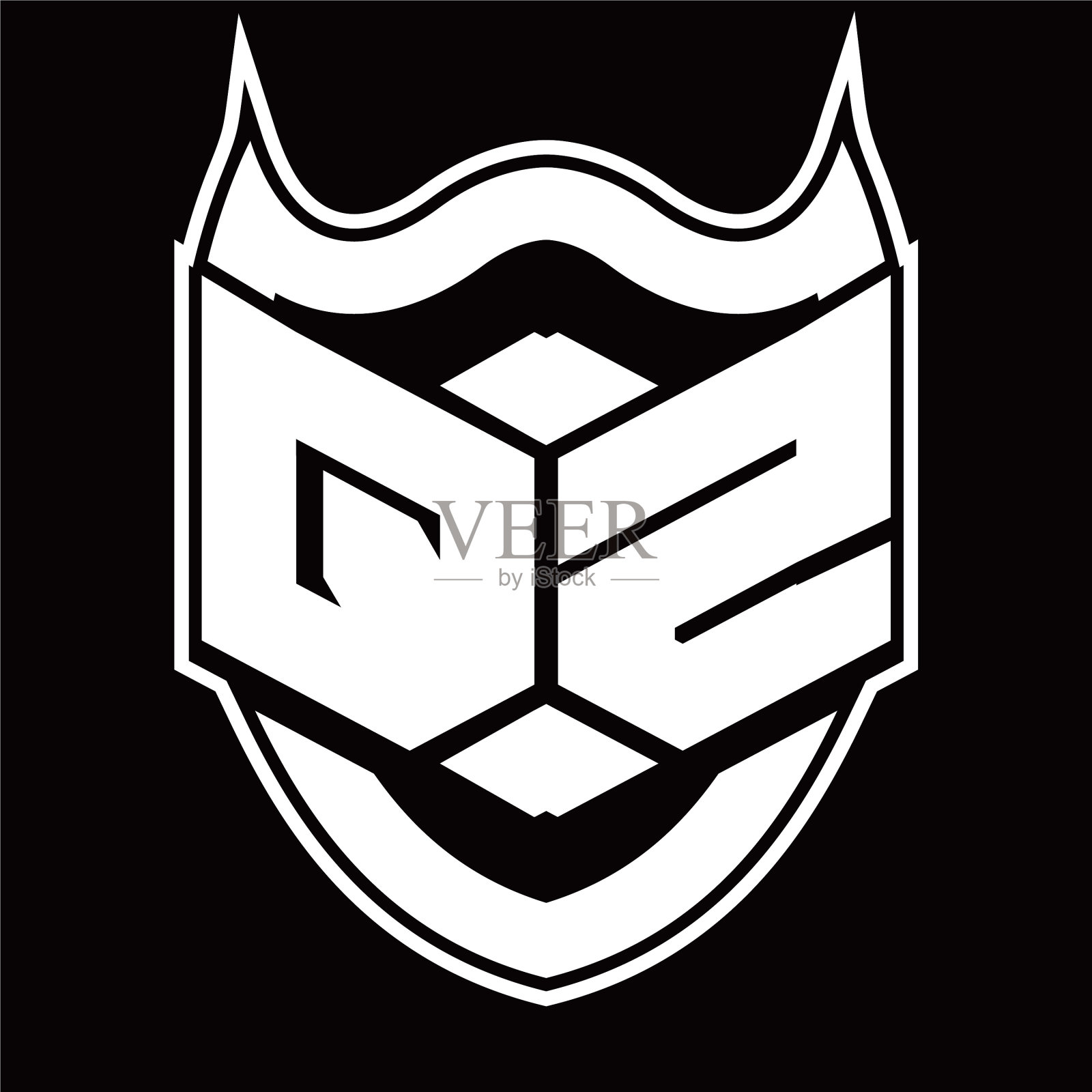 Qz标志字母组合设计与屏蔽隔离插画图片素材