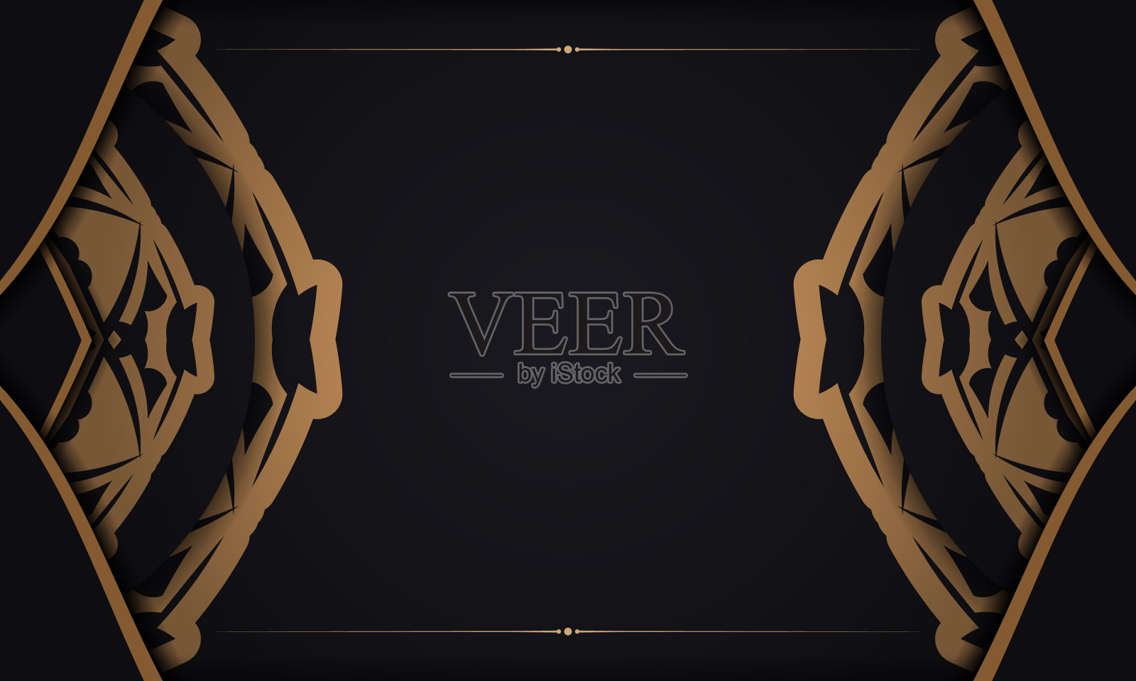 横幅在黑色与豪华的橙色图案和一个地方为您的标志插画图片素材