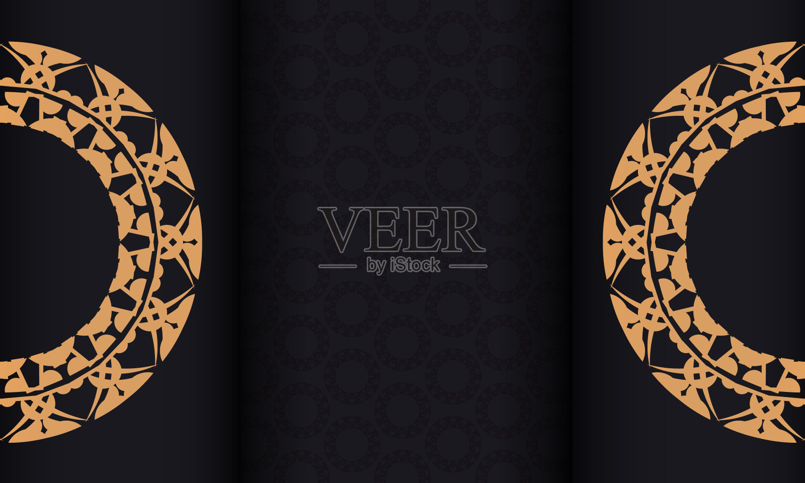 黑色旗帜与豪华的棕色装饰和一个地方的标志插画图片素材