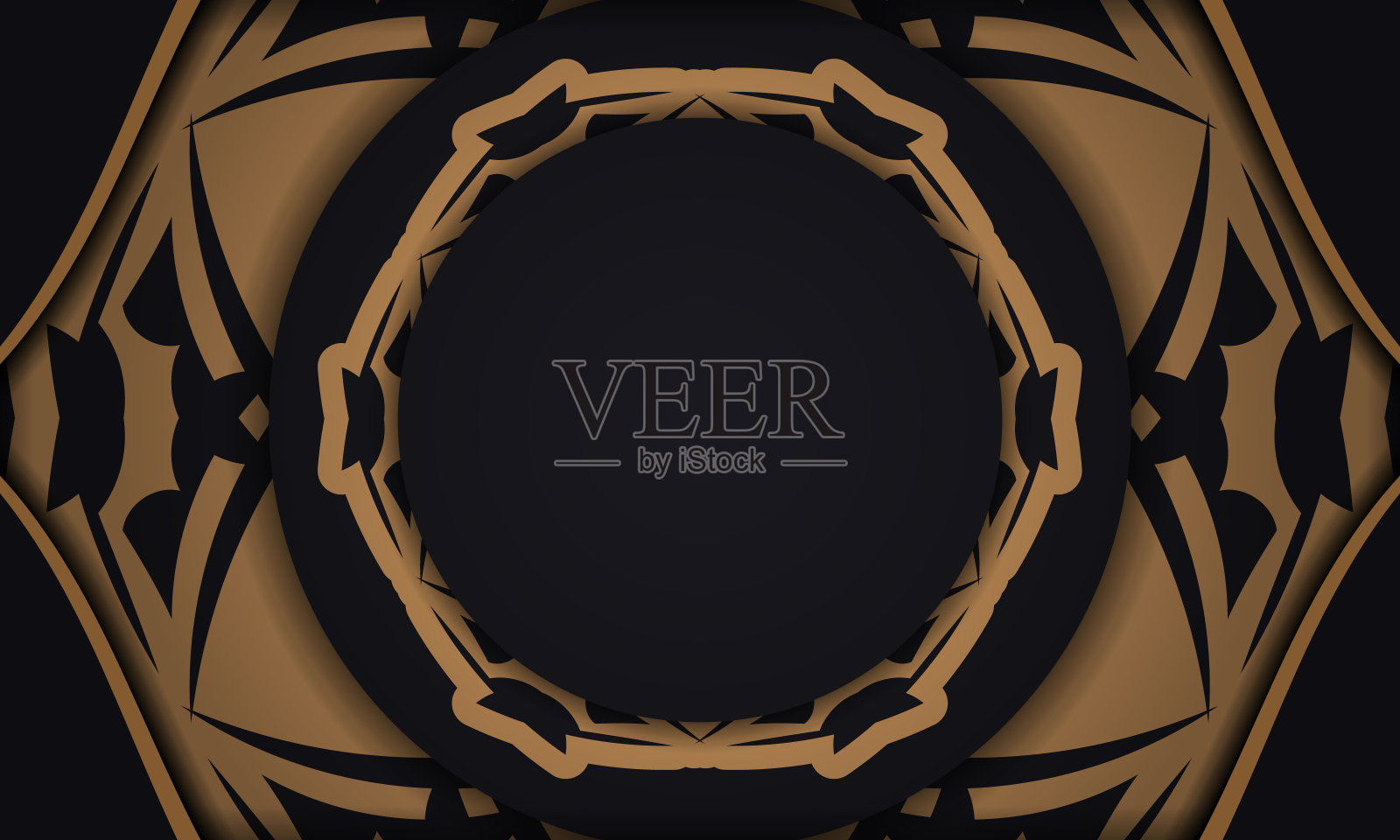 横幅在黑色与豪华的橙色图案和一个地方为您的标志插画图片素材