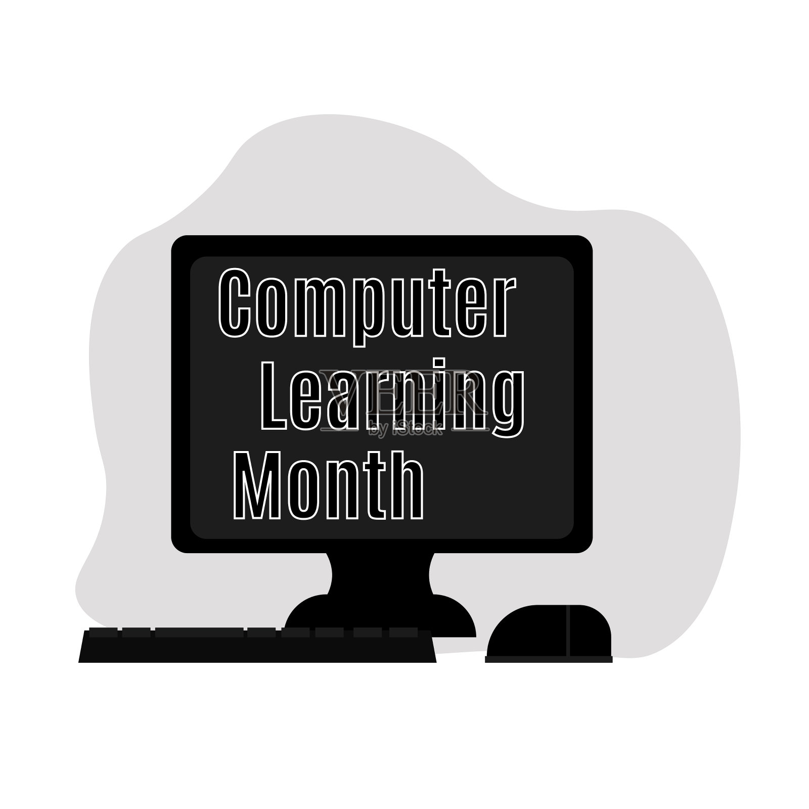 计算机学习月，海报、横幅或明信片的想法，计算机技术设计元素图片