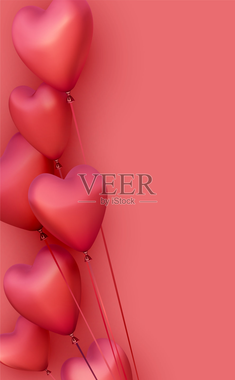 轻红色的心形气球插画图片素材