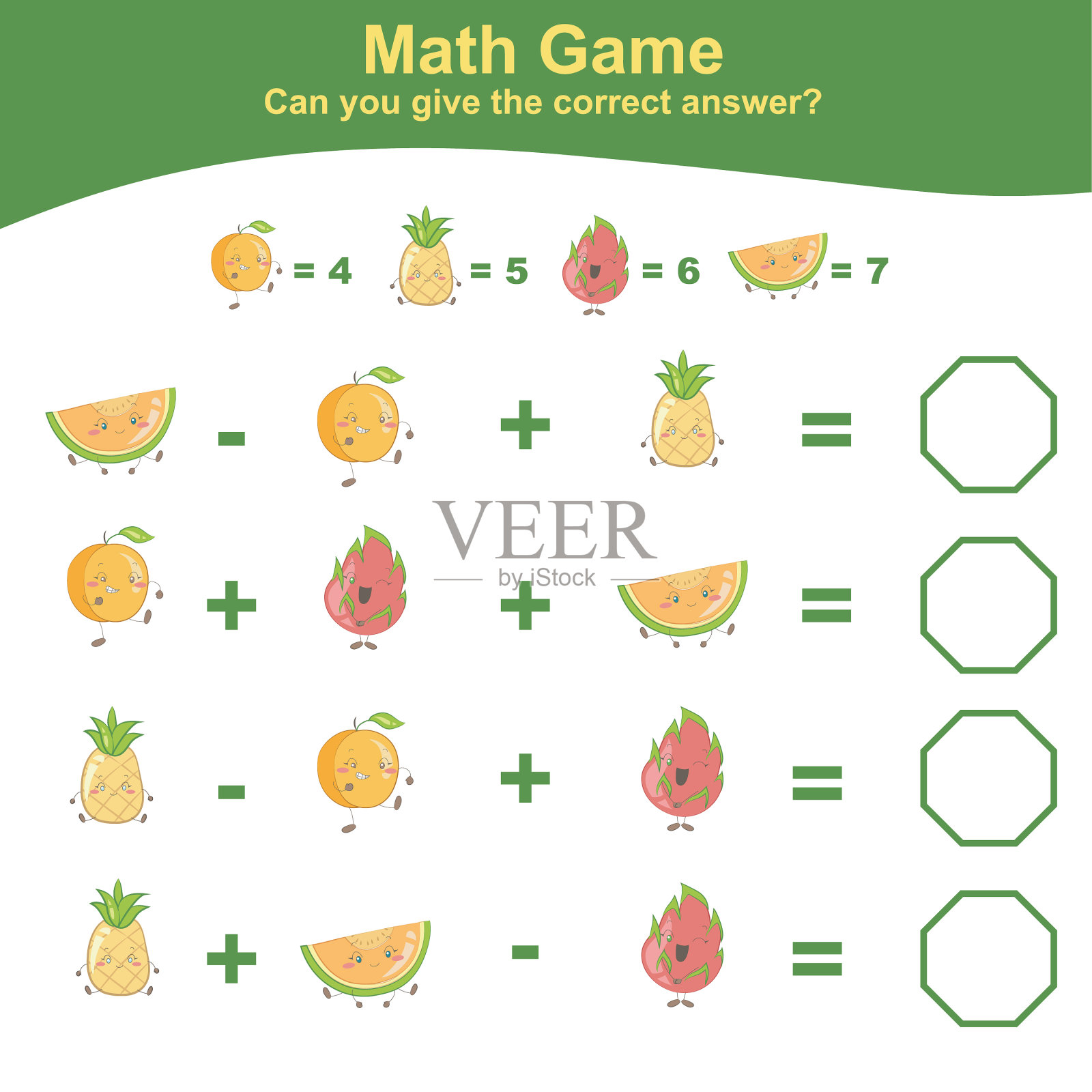 学前水果数数学作业插画图片素材