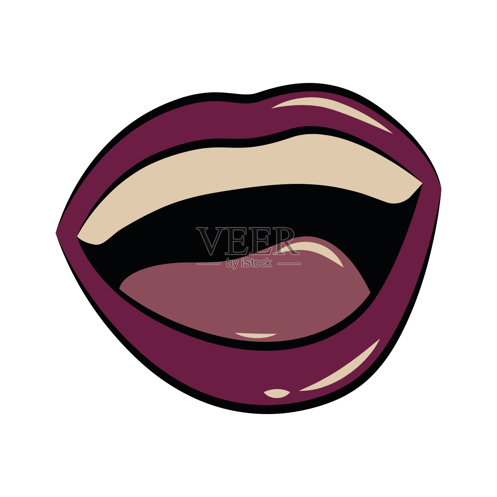 孤立的波普艺术风格张开了嘴巴插画图片素材