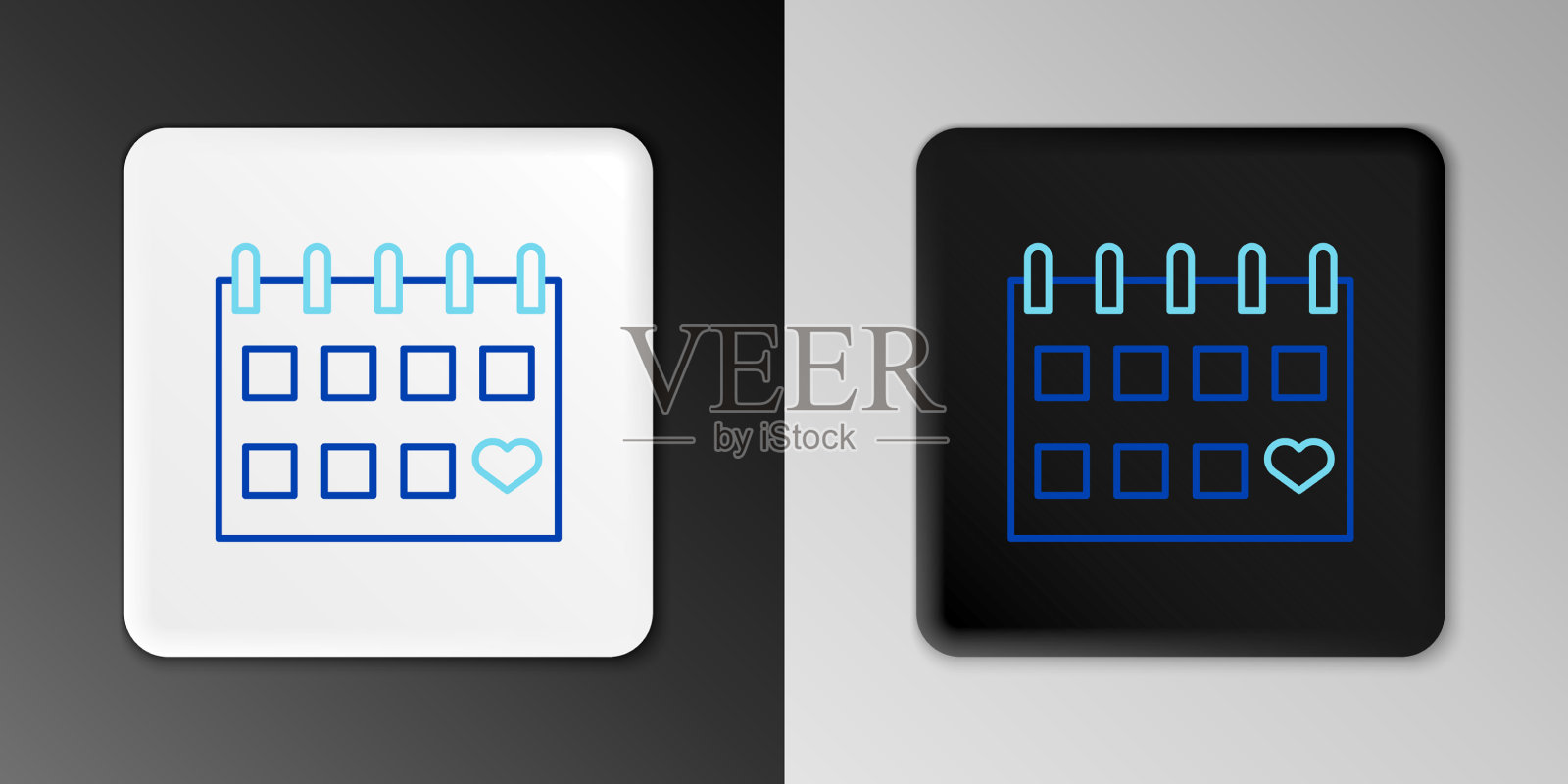 线日历与心脏图标孤立在灰色图标素材