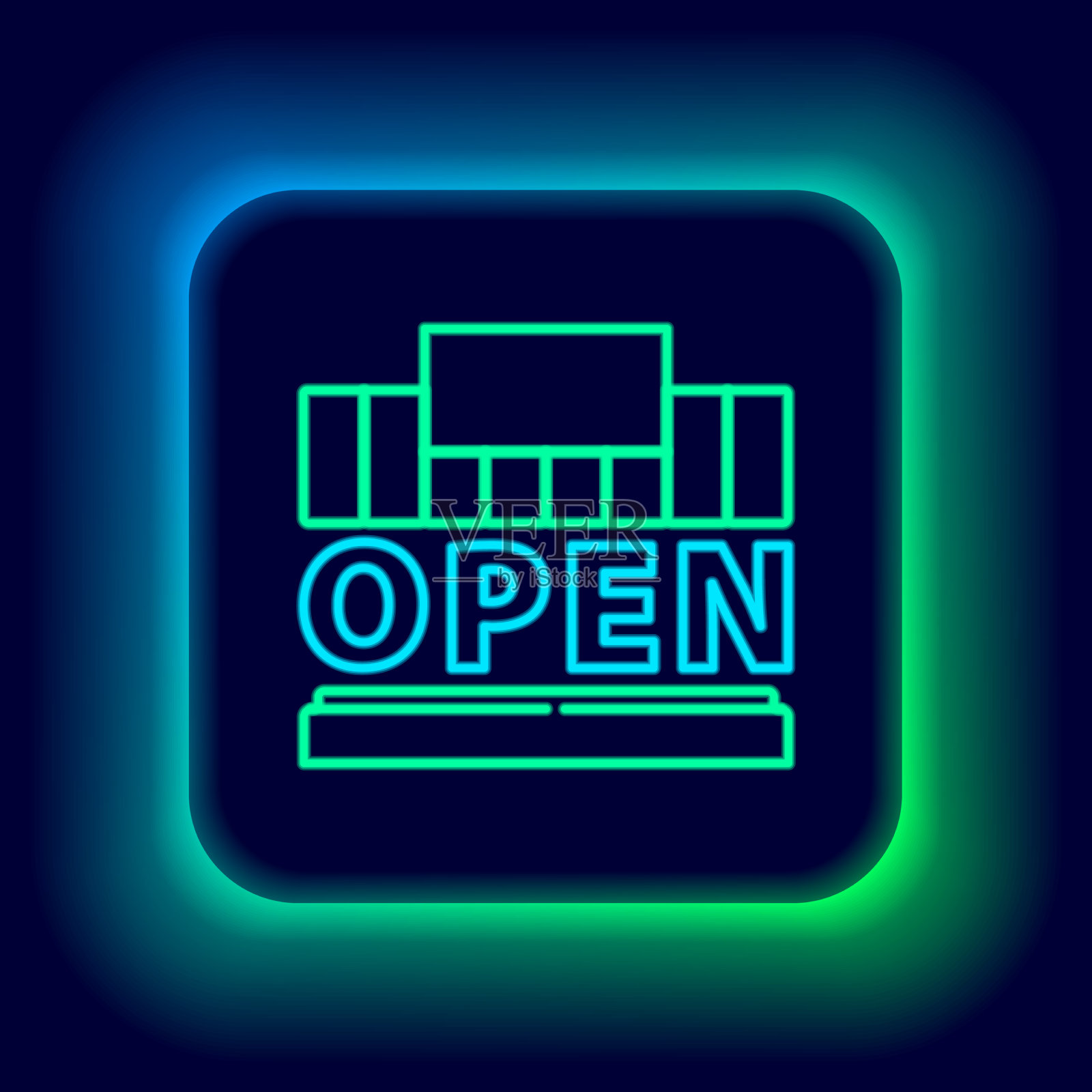 发光的霓虹灯排列在购物大楼或市场插画图片素材