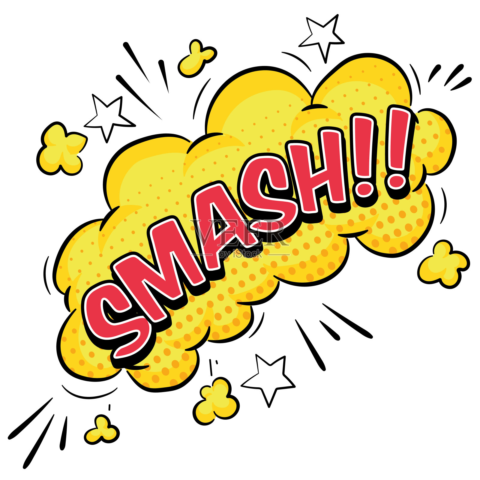 带有半色调效果的孤立黄色漫画表达插画图片素材