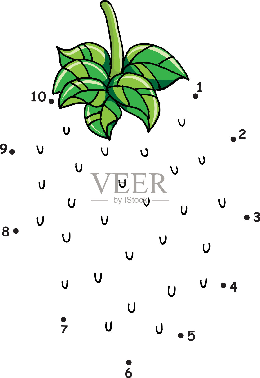 矢量卡通草莓教育游戏活动连线到点1到20插画图片素材