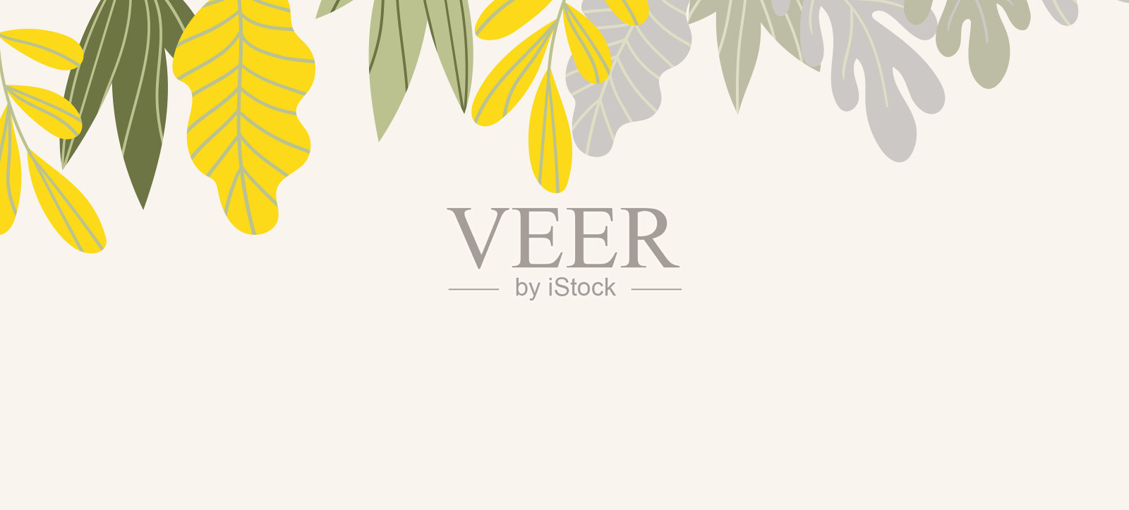 花网横幅与画的颜色异国情调的叶子。自然概念设计。带有夏日枝干的现代花卉组合。以生态、自然、环境为主题的矢量插图插画图片素材