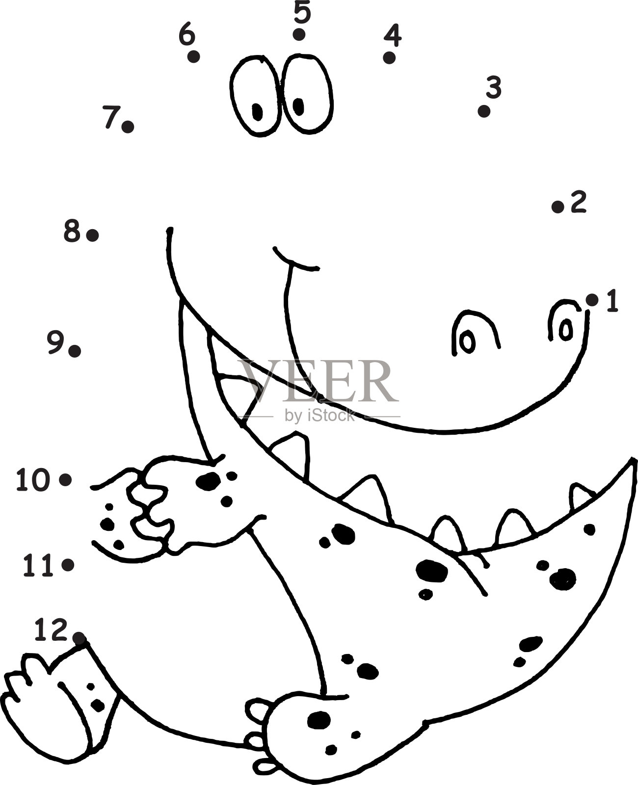 矢量卡通教育游戏活动加入到点画恐龙1到20插画图片素材