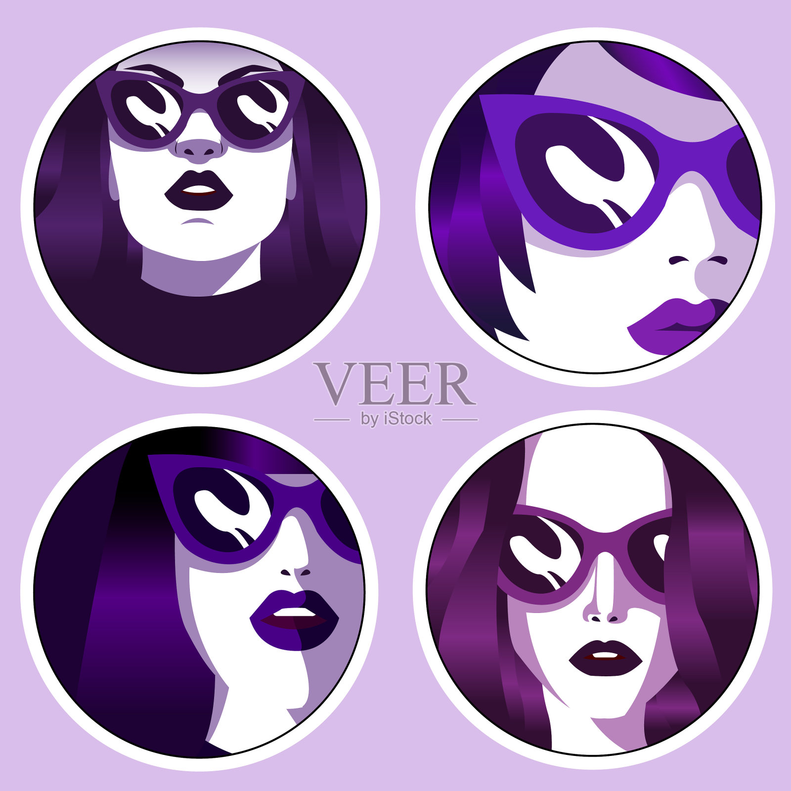 贴纸女孩001插画图片素材