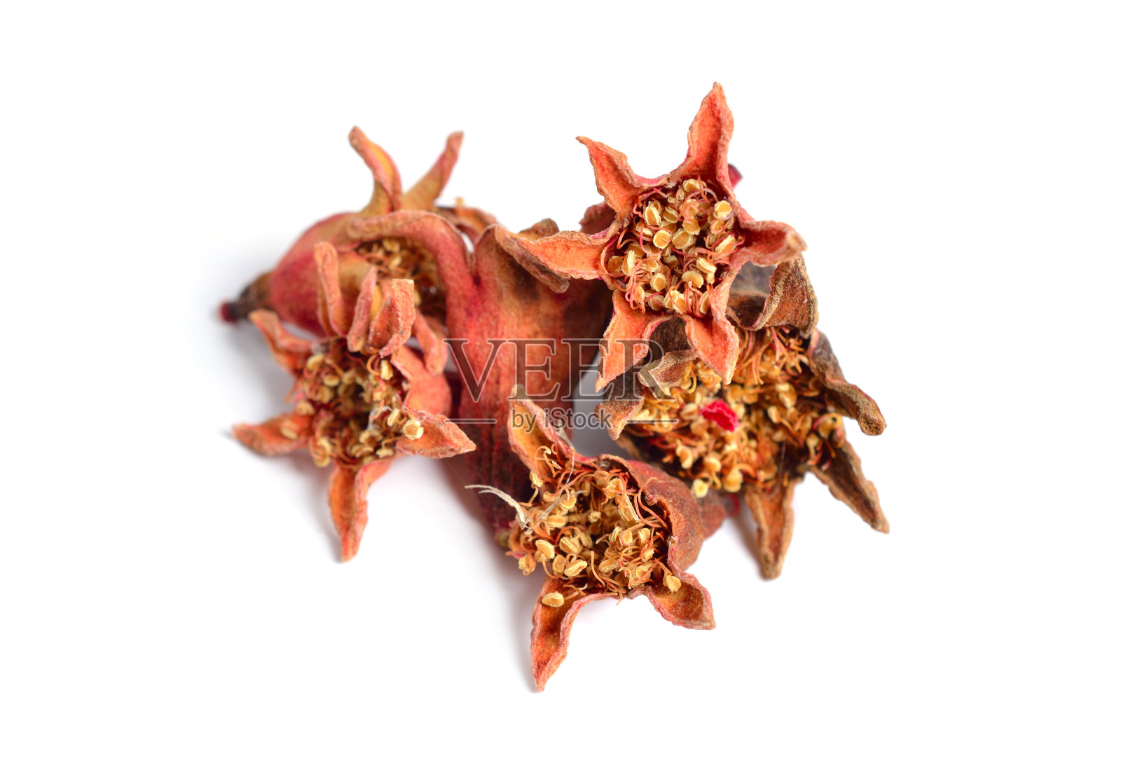 石榴在白色背景上孤立的干果照片摄影图片