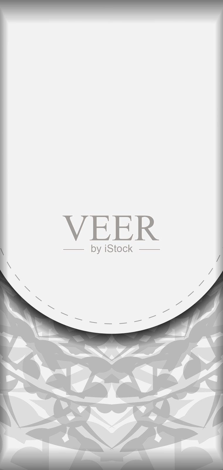 邀请卡设计与空间为您的文本和希腊图案。明信片设计白色与黑色曼荼罗装饰。插画图片素材