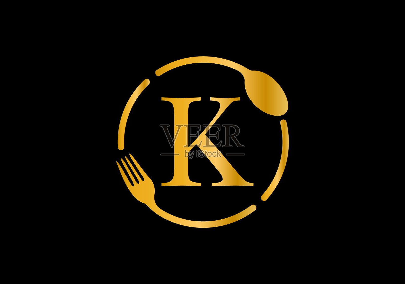 金色首字母k字母与a插画图片素材