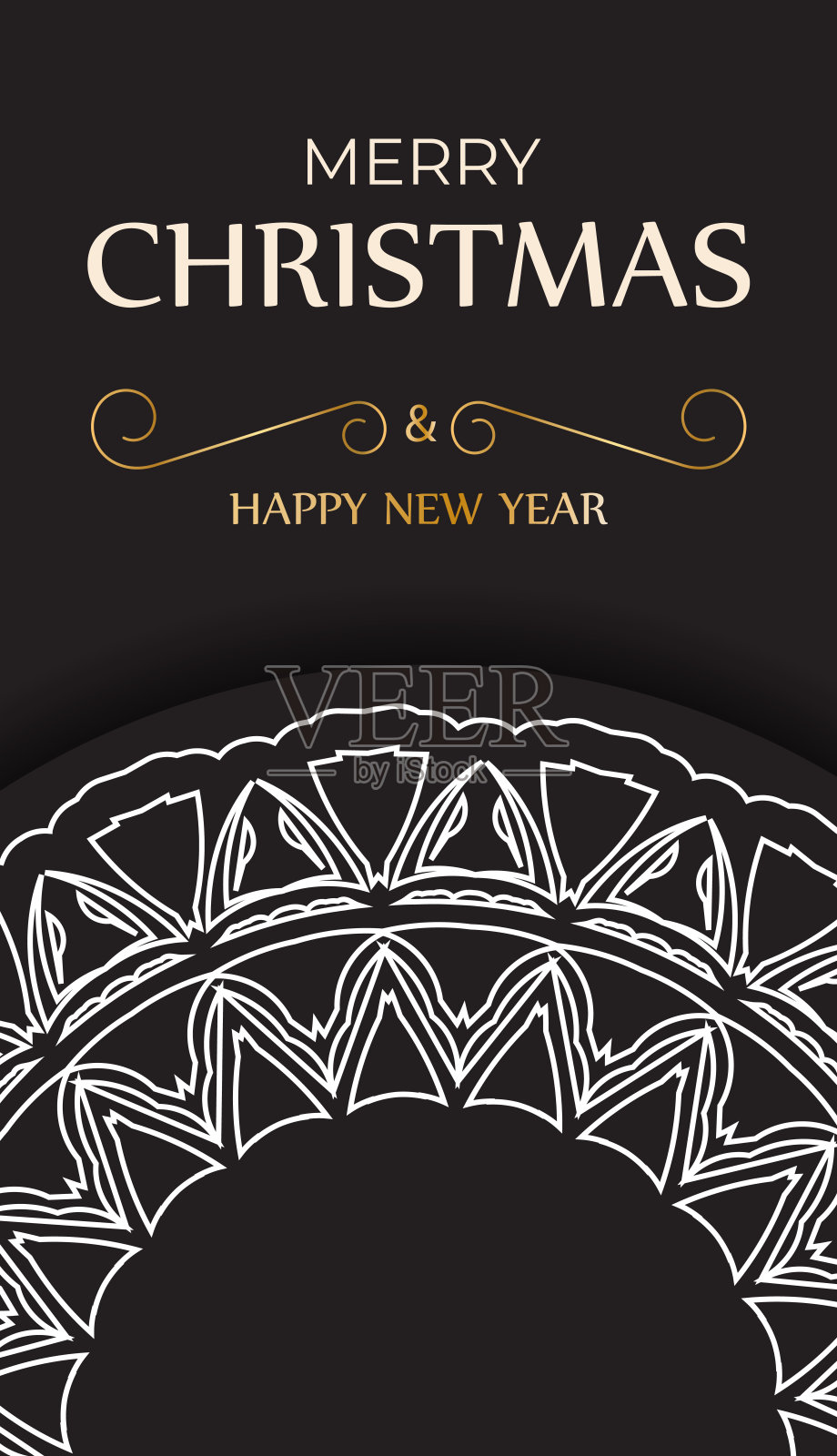 圣诞贺卡黑色与白色装饰。设计模板素材