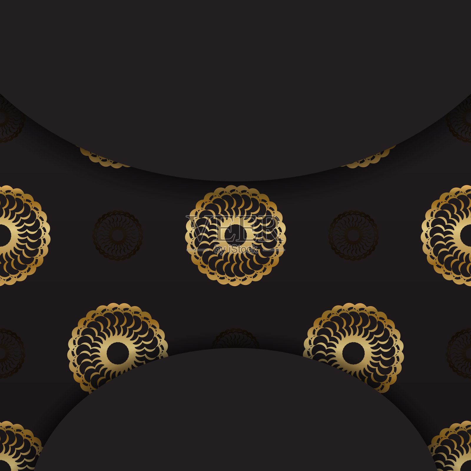 贺卡在黑色与金色希腊图案插画图片素材