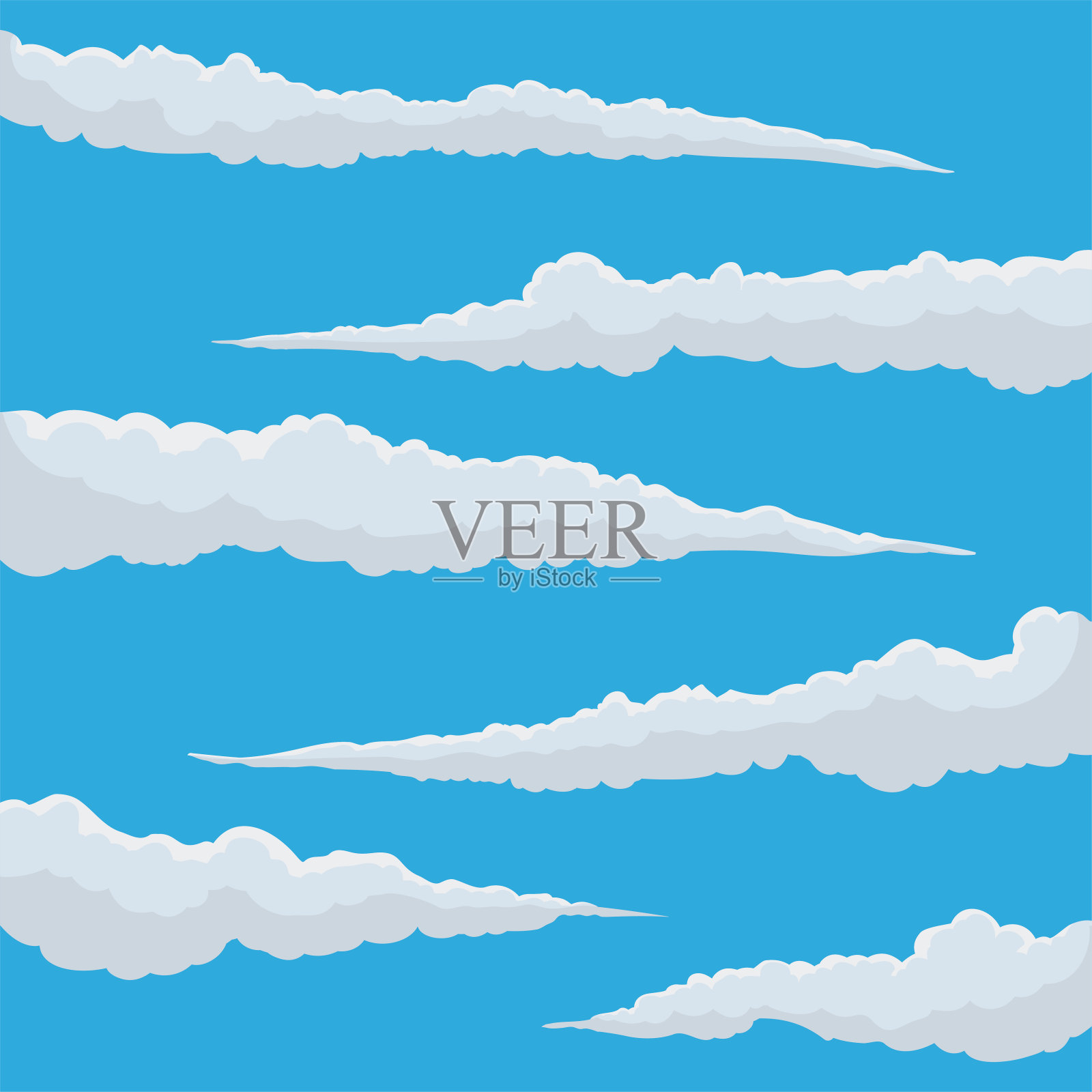 天空和片片白云插画图片素材