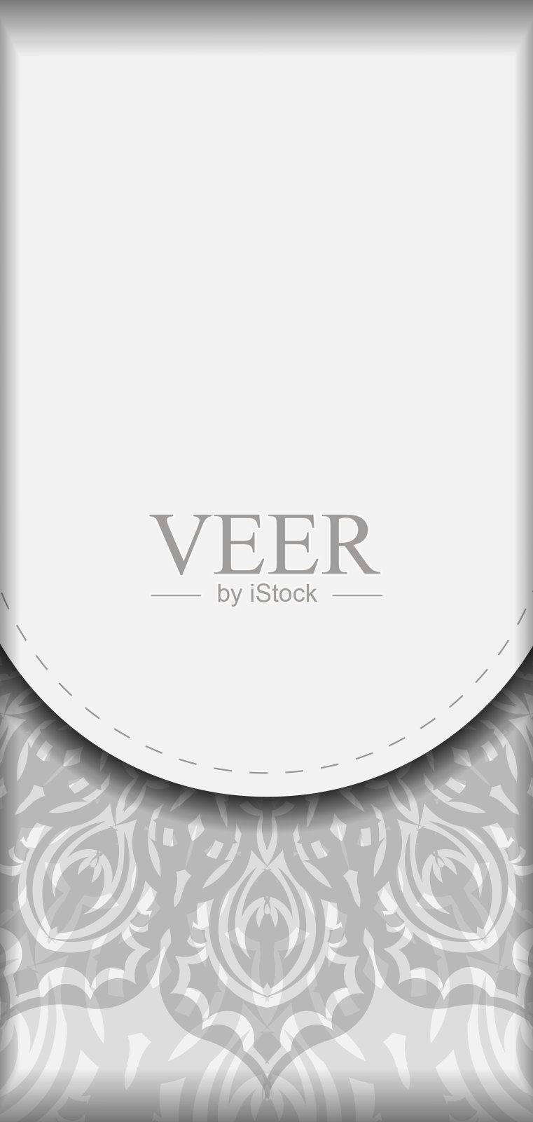 带文本框和装饰的白色黑曼陀罗图案可打印请柬模板插画图片素材