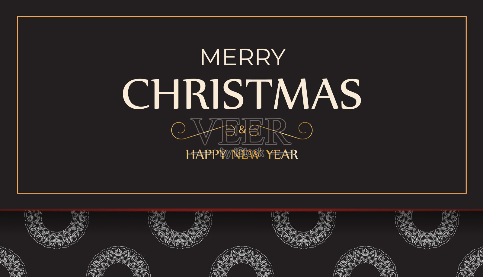 圣诞快乐和新年快乐的传单在黑色与白色的图案。设计模板素材