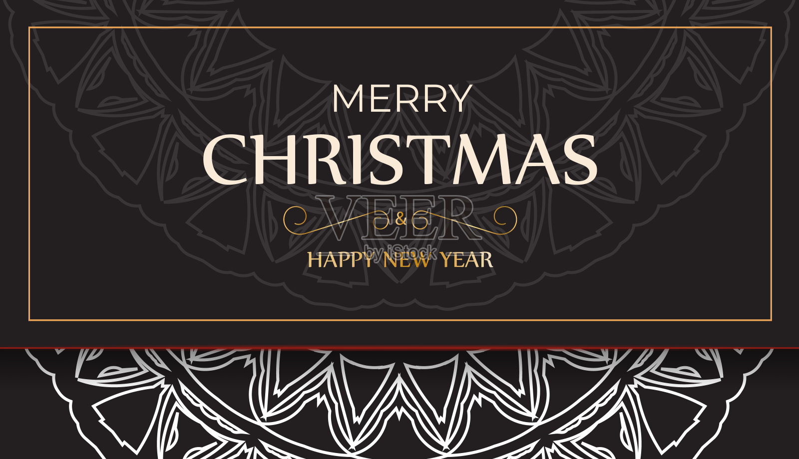 圣诞快乐，新年快乐，在黑色和白色的装饰。设计模板素材