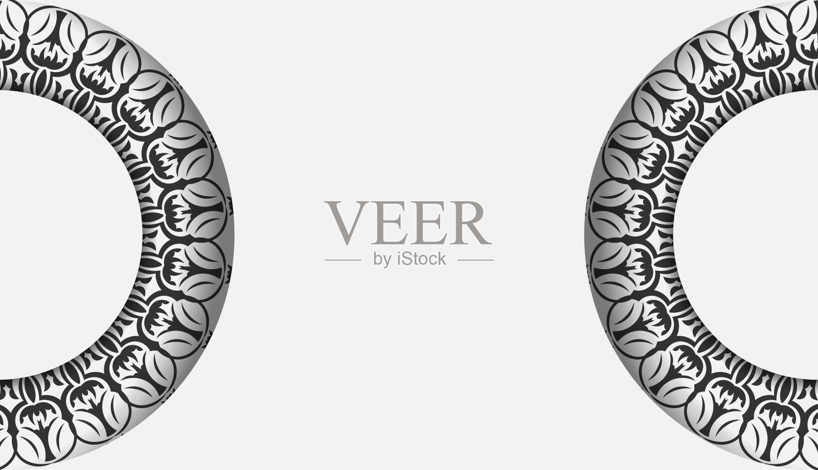 明信片设计白色曼陀罗装饰。邀请卡设计与您的文本和复古图案的空间。插画图片素材