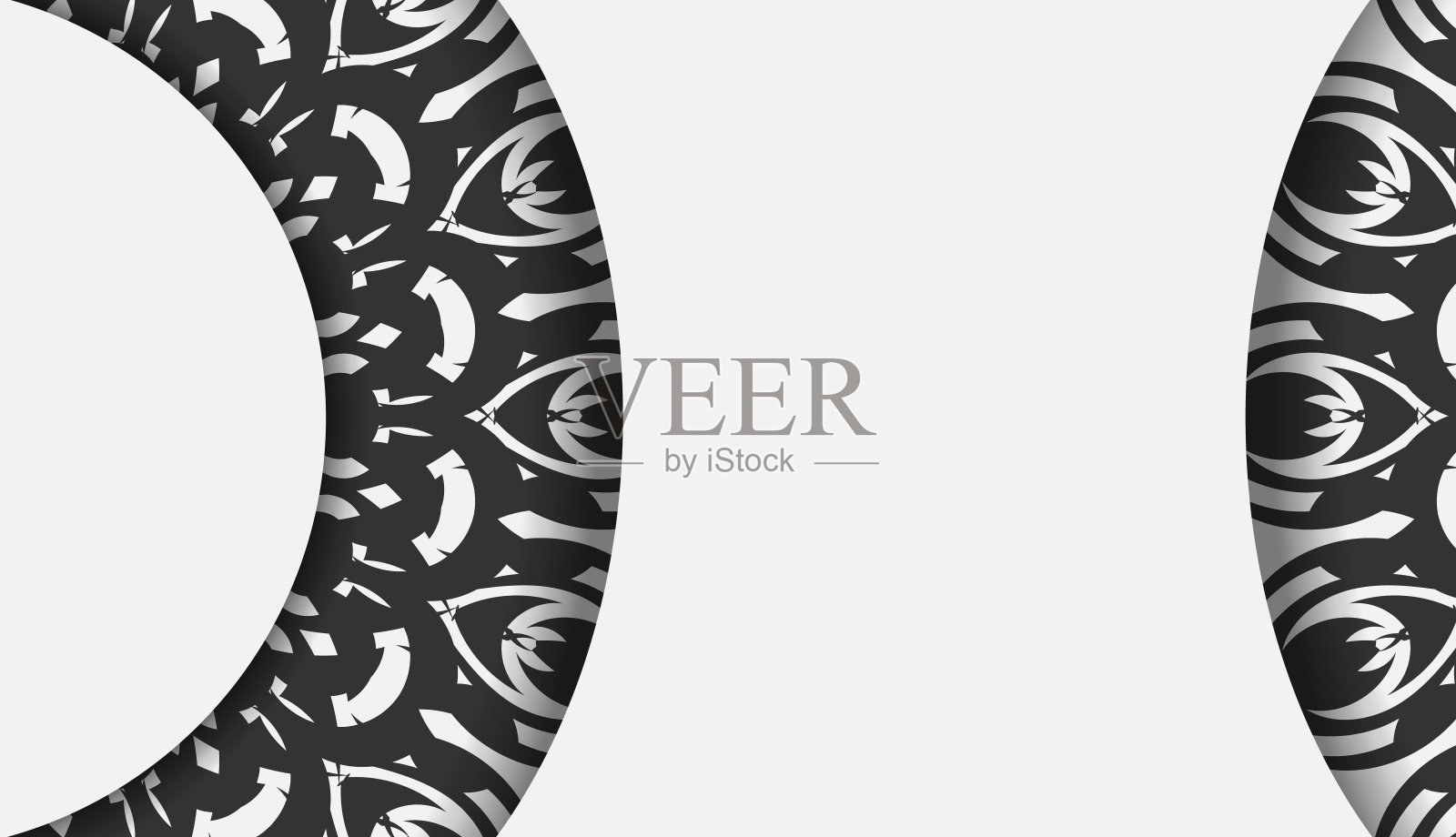 明信片设计白色曼陀罗装饰。向量邀请卡与您的文本和黑色图案的地方。插画图片素材