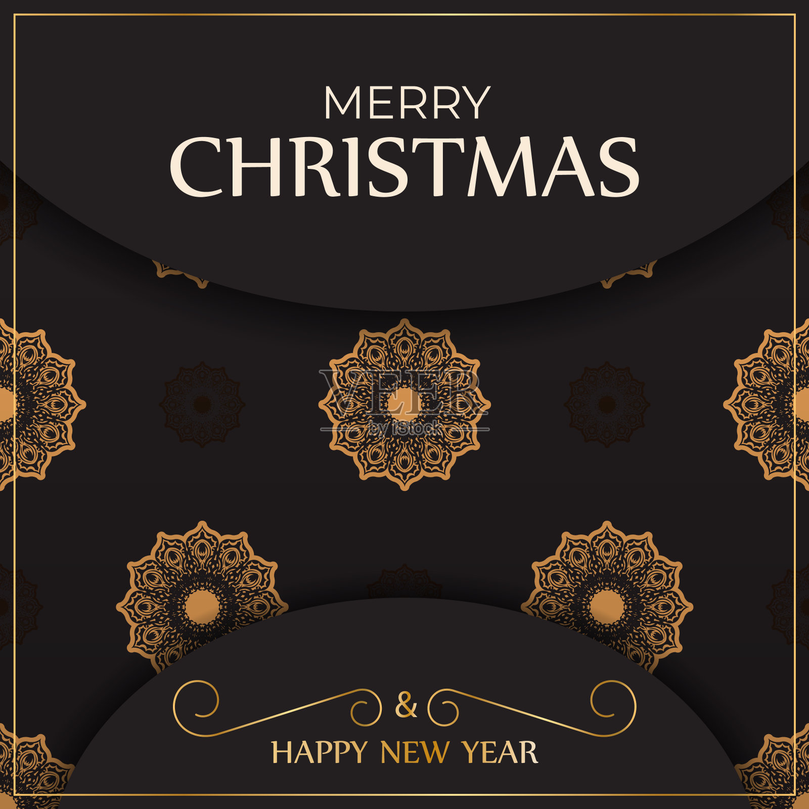 海报模板新年快乐和圣诞快乐白色与冬季图案。设计模板素材