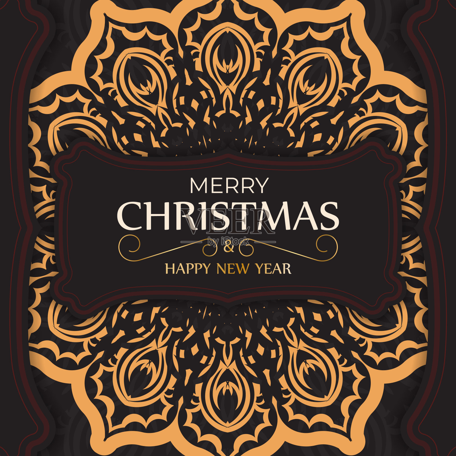 海报模板新年快乐和圣诞快乐白色与冬季装饰。设计模板素材