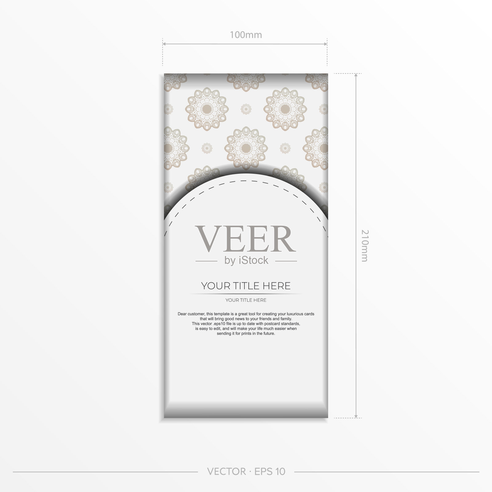 带复古图案的白色矢量明信片模板插画图片素材