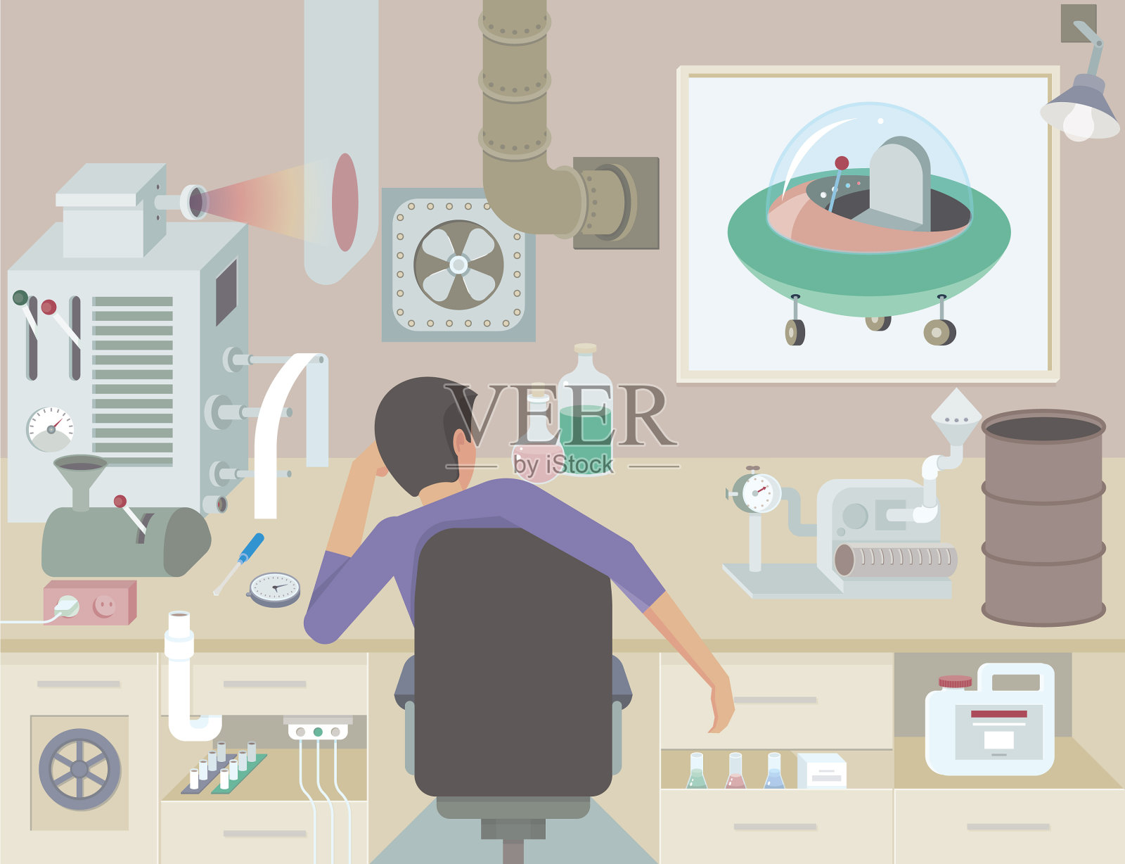 发明家在工作插画图片素材