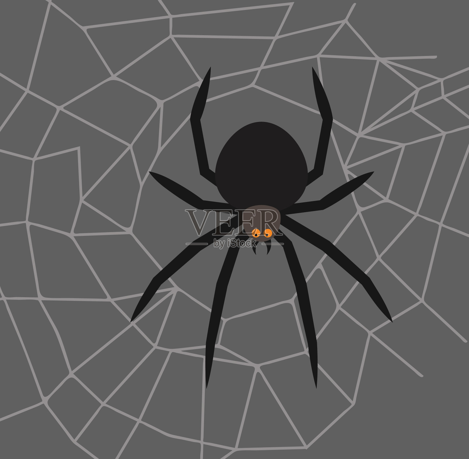 蜘蛛在网的中央插画图片素材