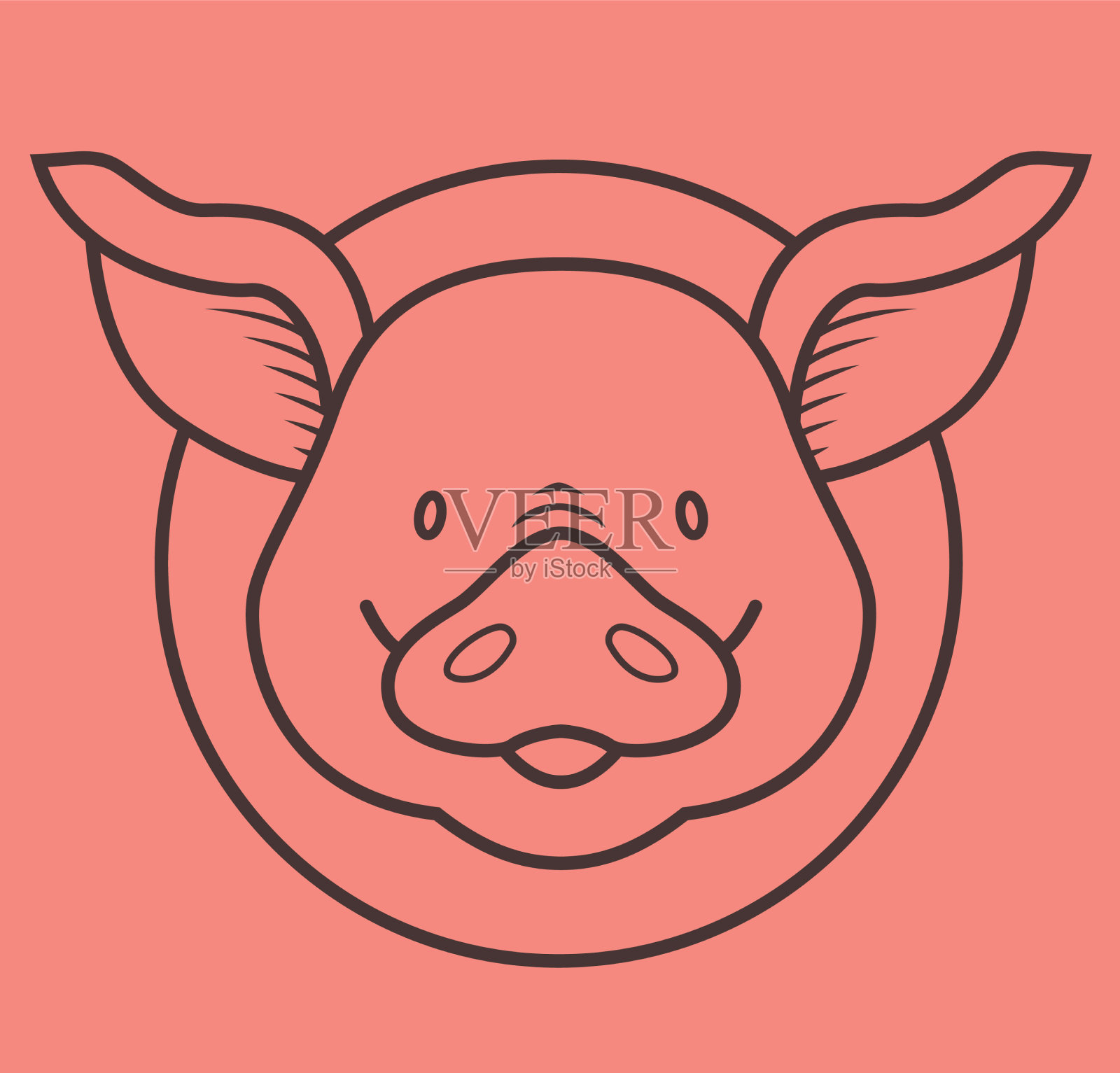 有趣的小猪轮廓颜色插画图片素材