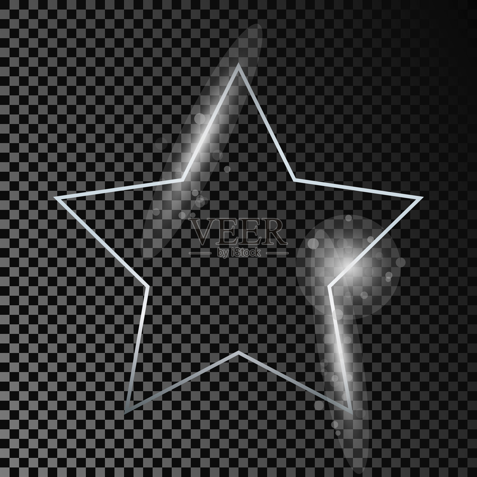 银色发光星形框架与闪光插画图片素材